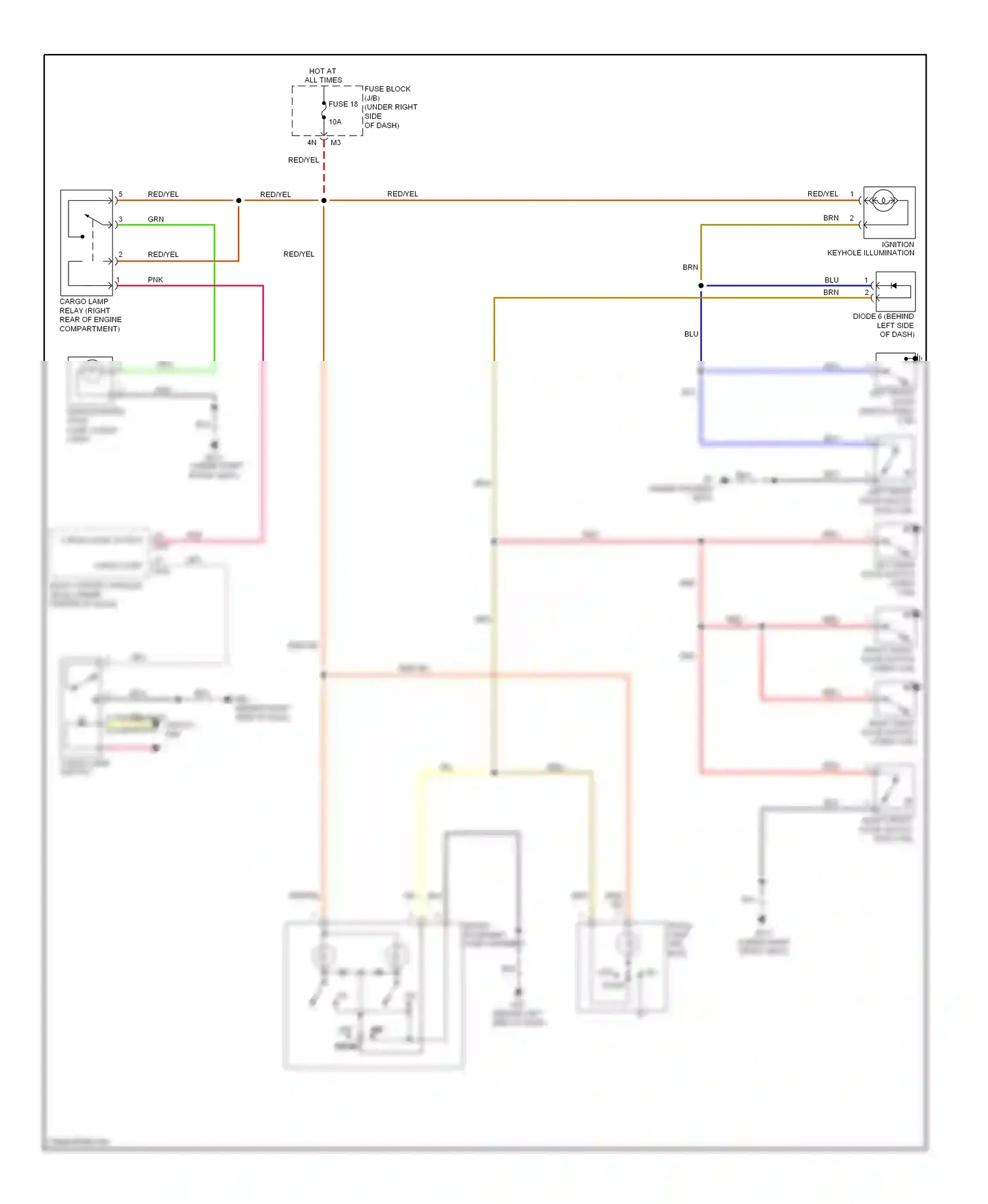 Wiring diagram fuse 18 for Nissan Frontier D22 (1998-2007) (1 of 8)