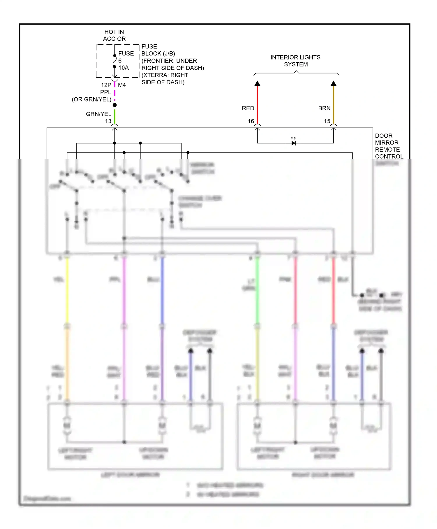 Wiring diagram left/right motor for Nissan Frontier D22 (1998-2007) (1 of 1)