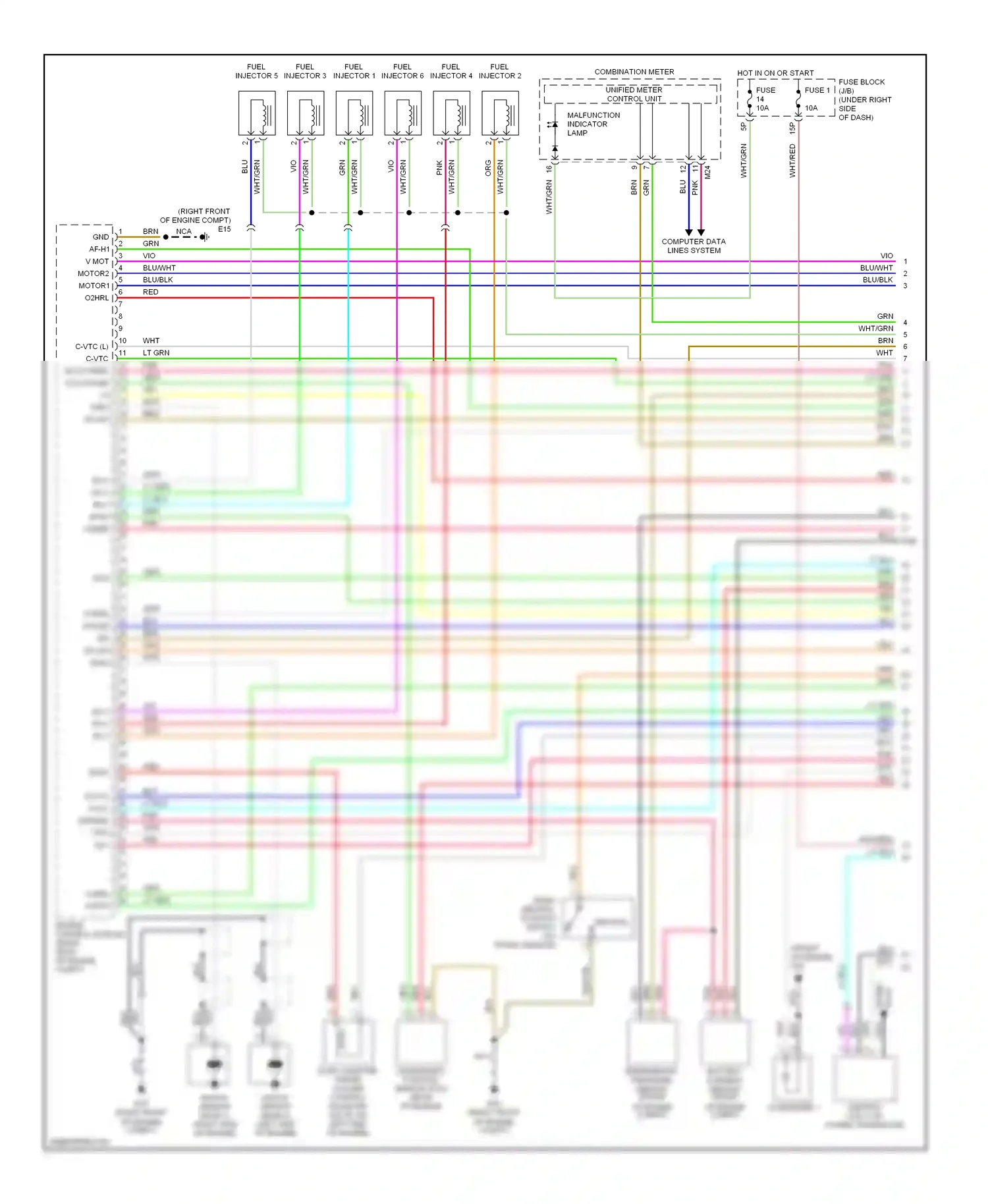 Wiring diagram malfunction indicator lamp for Nissan Frontier D22 (1998-2007) (2 of 2)
