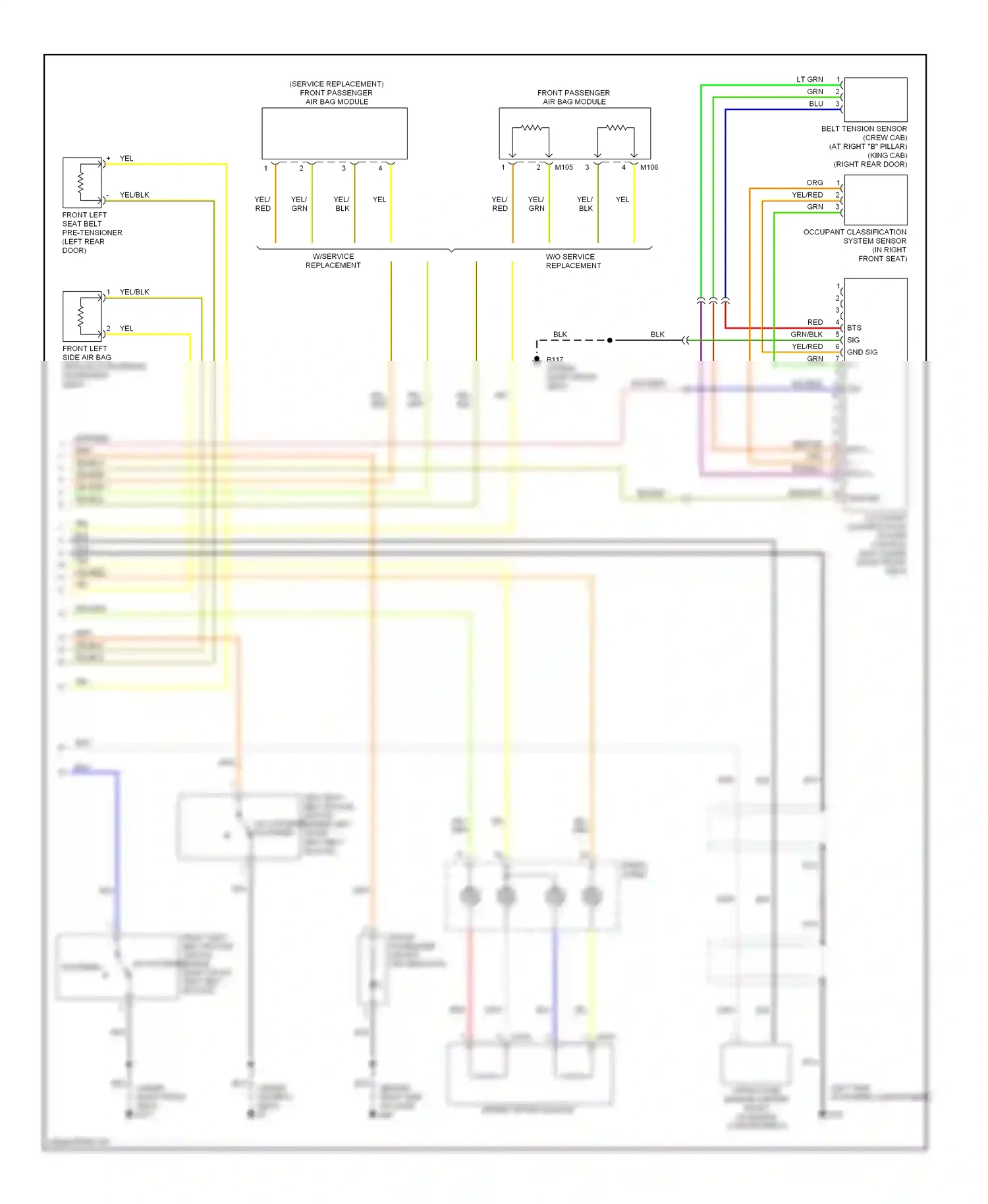 Nissan Frontier D22 (1998-2007) occupant classification system control unit (under right front seat) wiring diagram  (1 of 1)