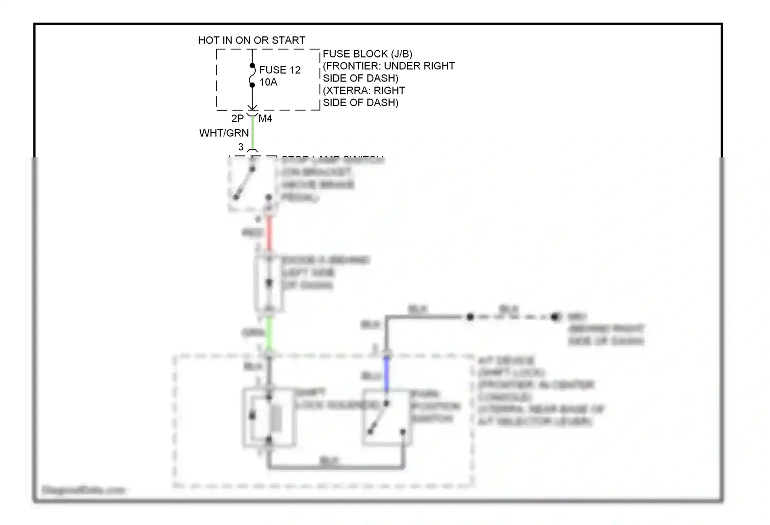 Wiring diagram shift lock solenoid for Nissan Frontier D22 (1998-2007) (1 of 1)