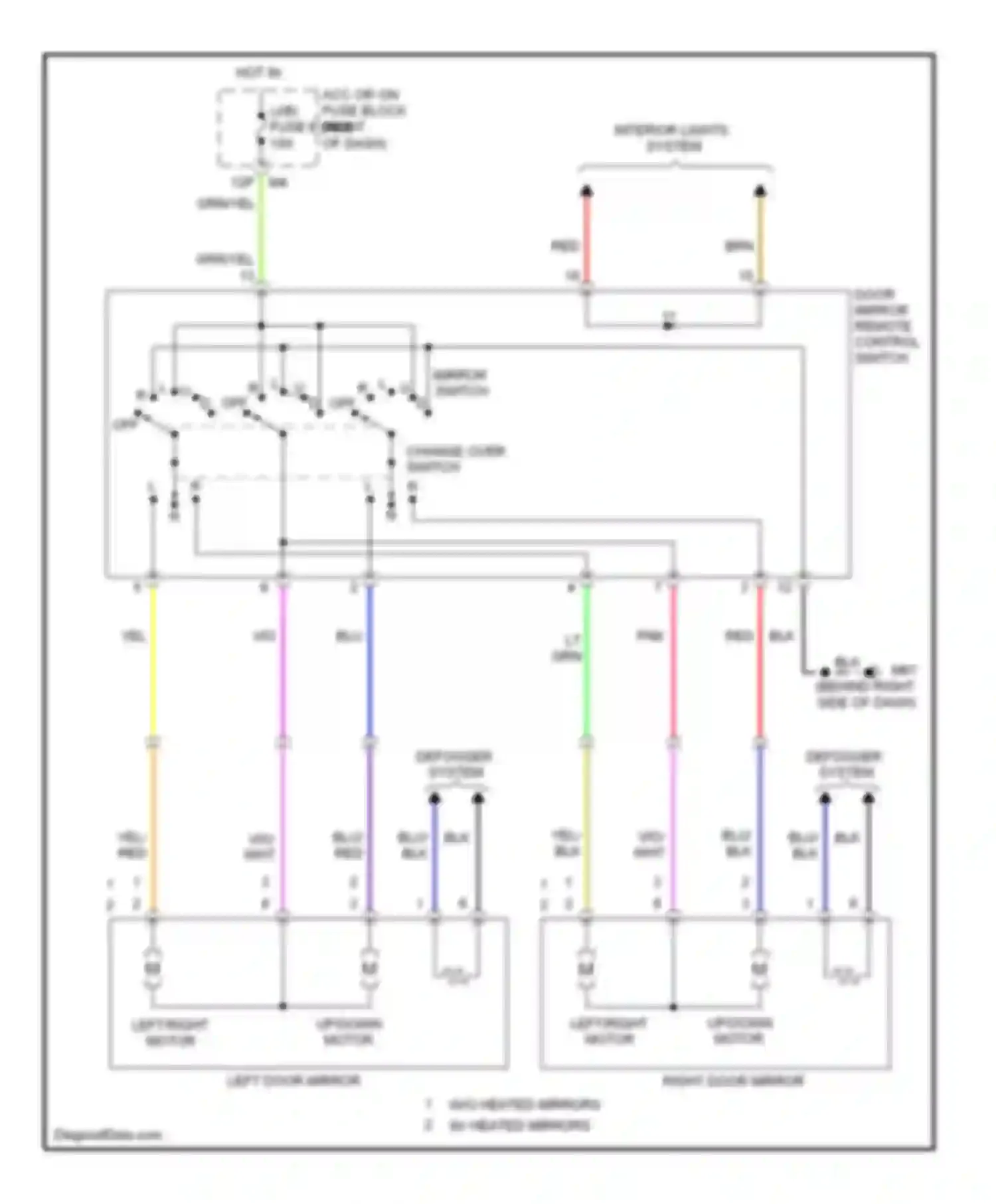 Frontier Nissan D40 (2004-2010): Power mirror circuit