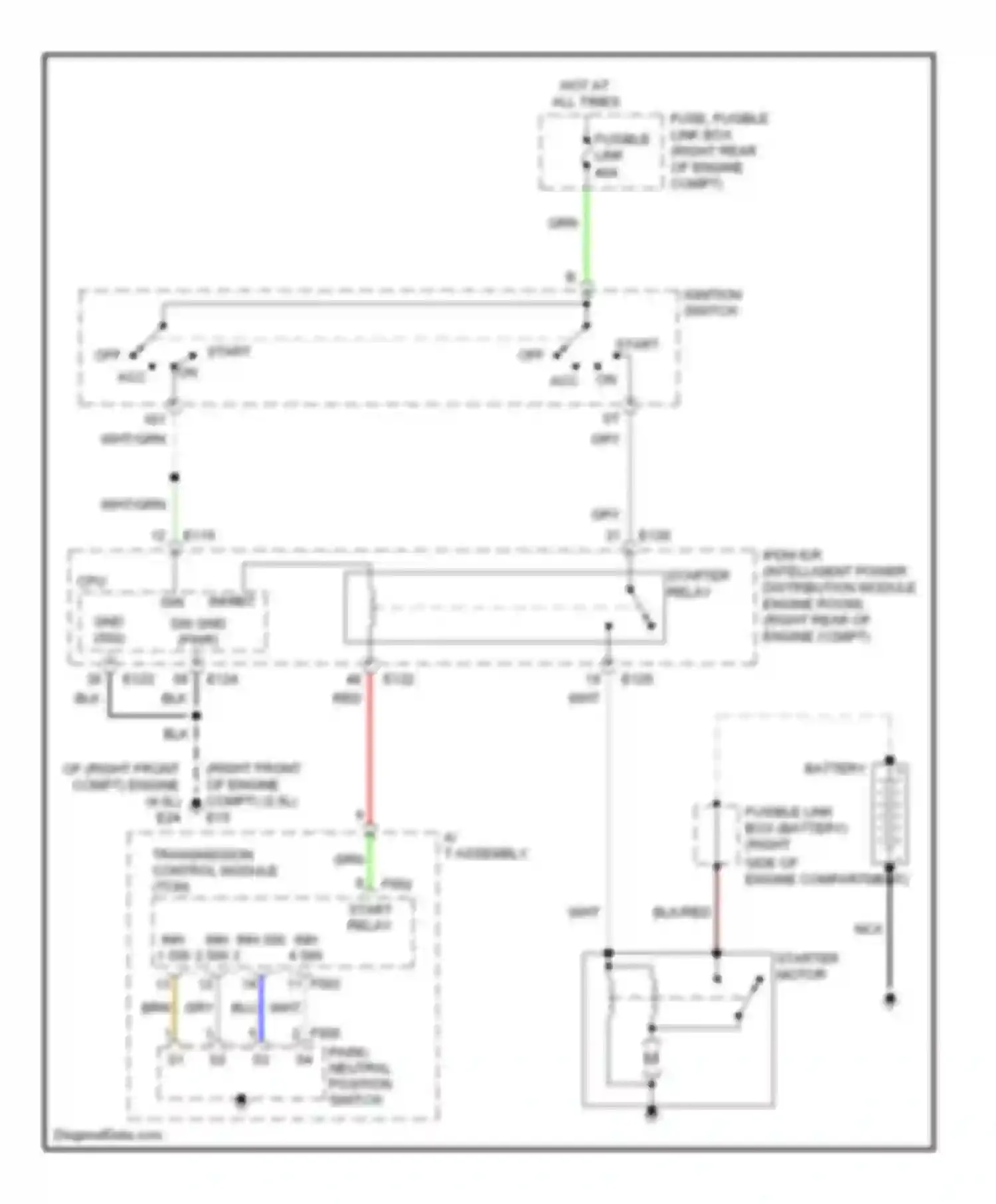 Frontier Nissan D40 (2004-2010): Starting circuit, a/t