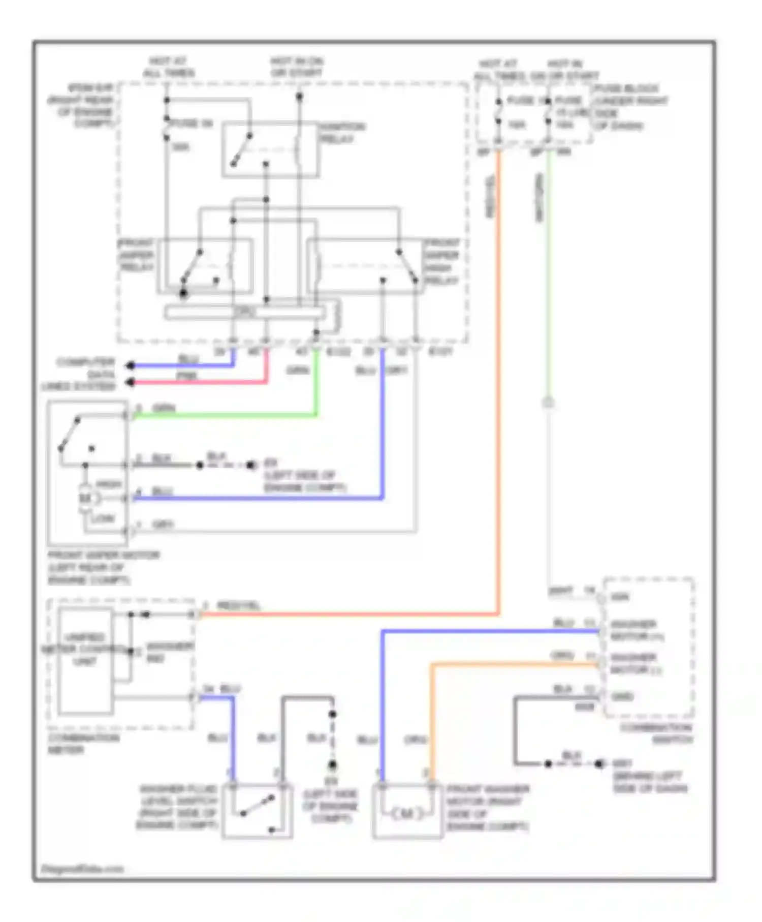 Frontier Nissan D40 (2004-2010): Wiper/washer circuit