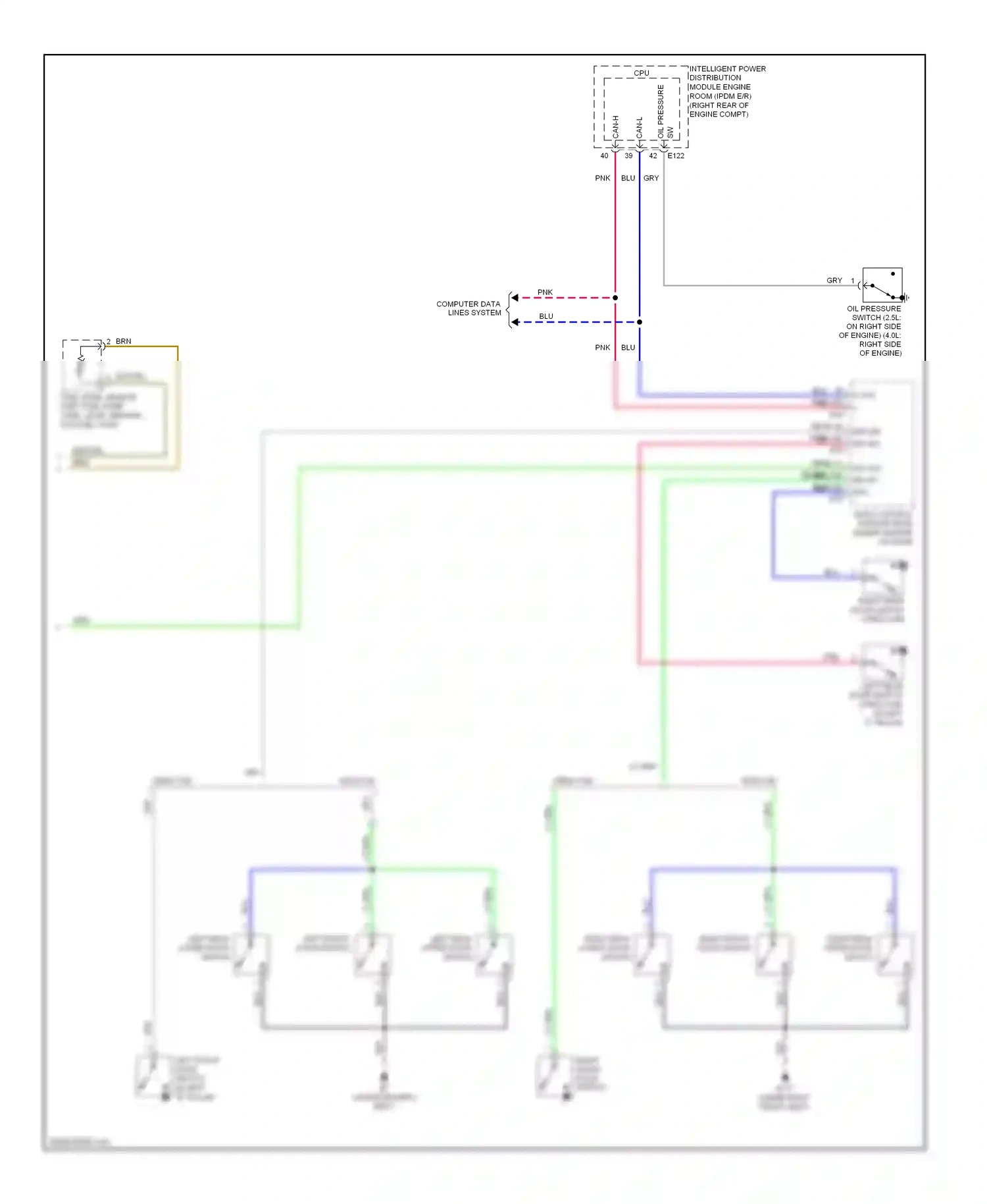 Wiring diagram left rear upper door switch for Nissan Frontier D40 (2004-2010) (3 of 3)