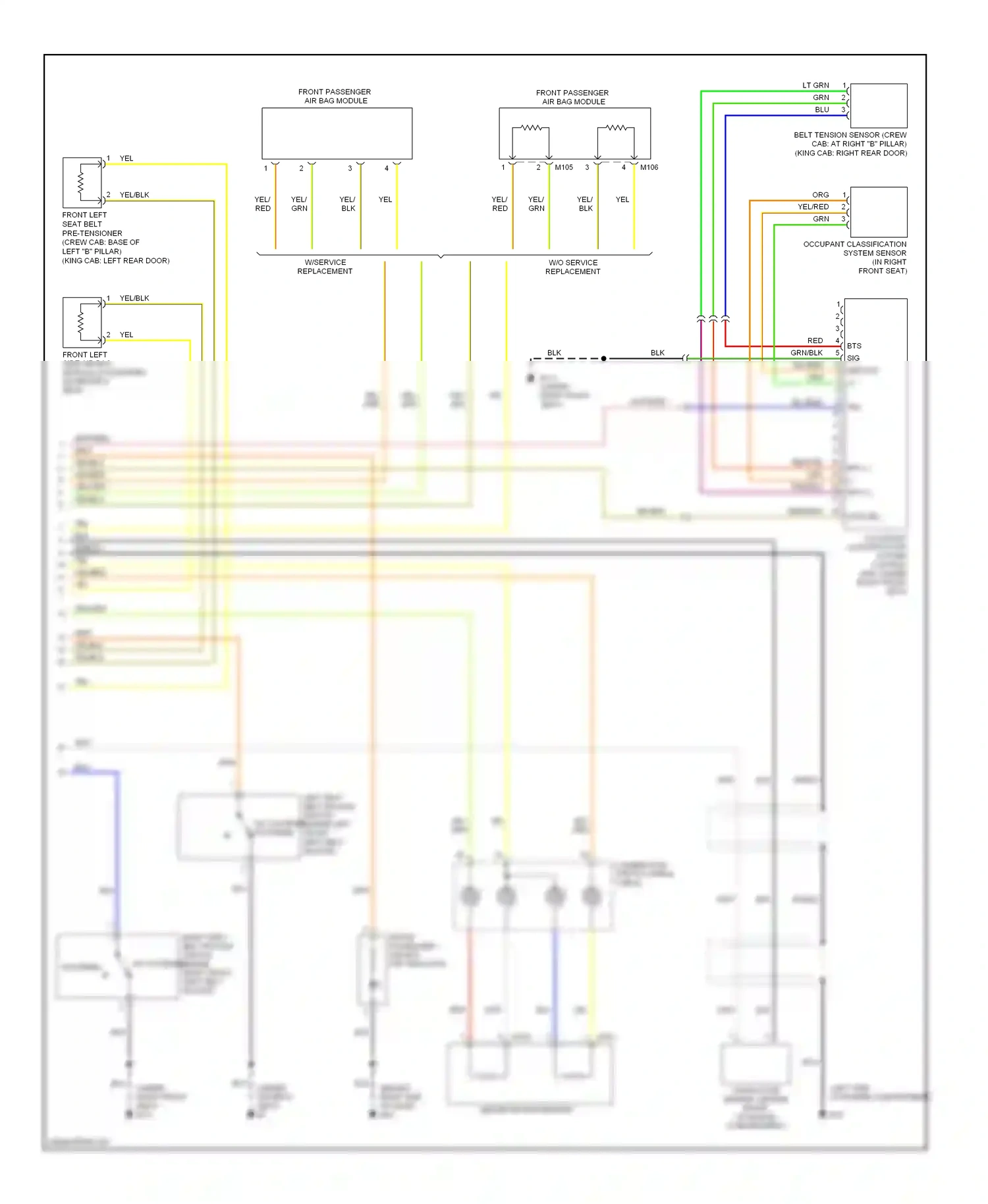 Nissan Frontier D40 (2004-2010) occupant classification system control unit (under right front seat) wiring diagram  (1 of 1)