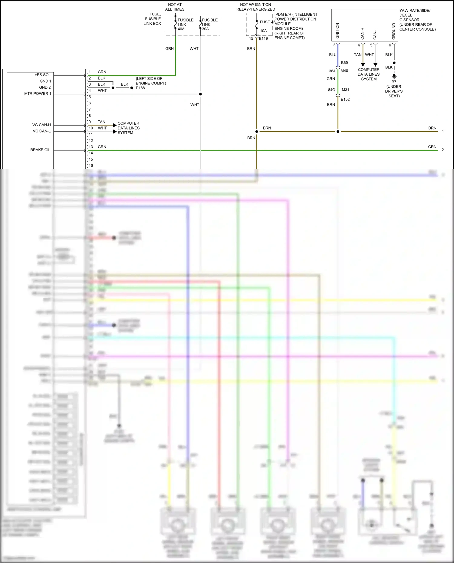 Wiring diagram left rear wheel sensor for Nissan Frontier D41 (2021-2024) (1 of 2)