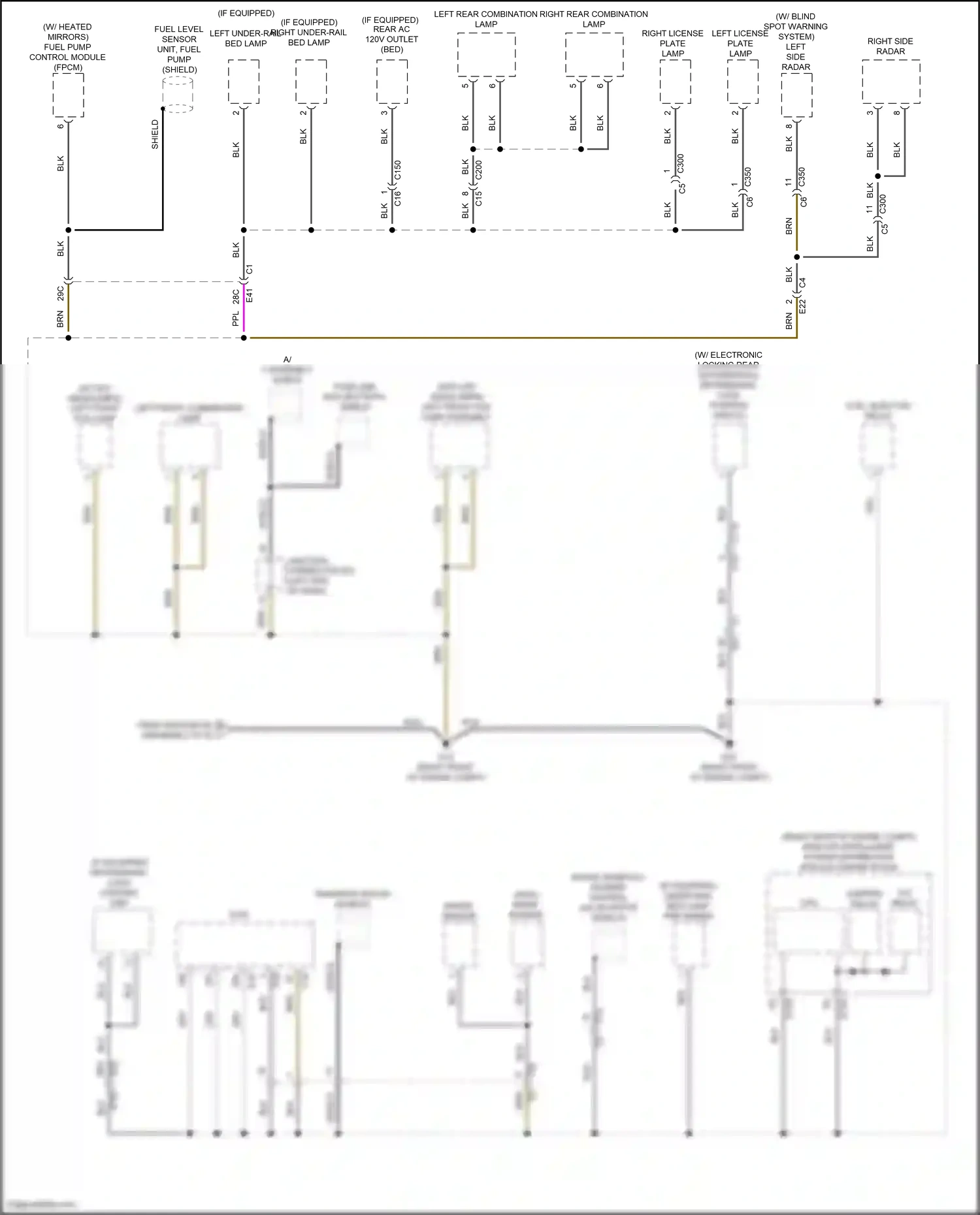 Wiring diagram left side radar for Nissan Frontier D41 (2021-2024) (3 of 4)