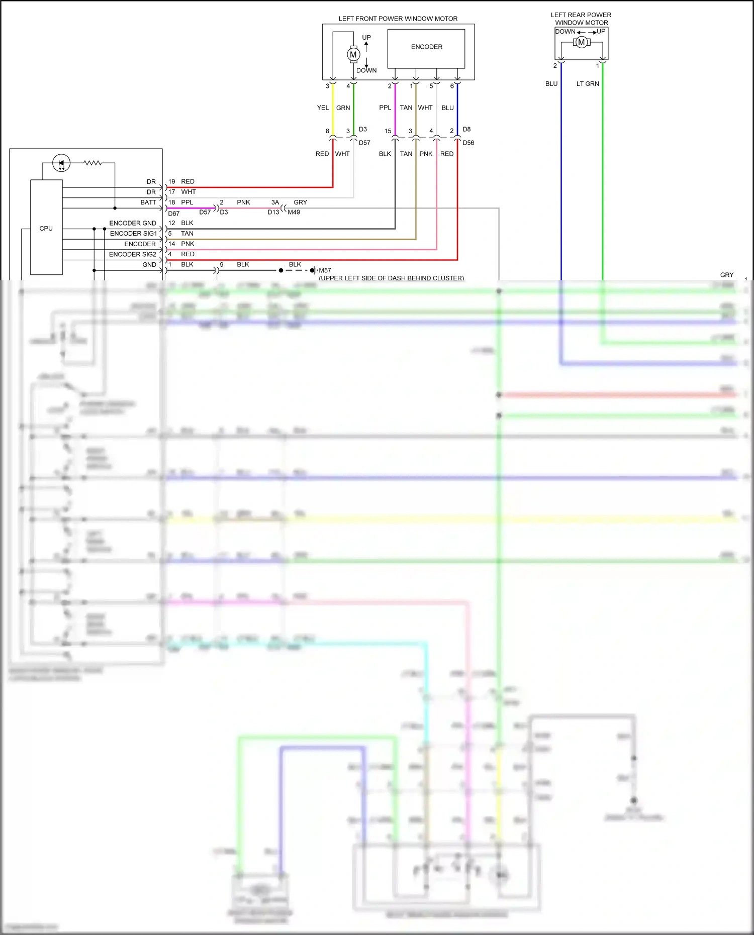 Wiring diagram power window lock switch for Nissan Frontier D41 (2021-2024) (1 of 2)