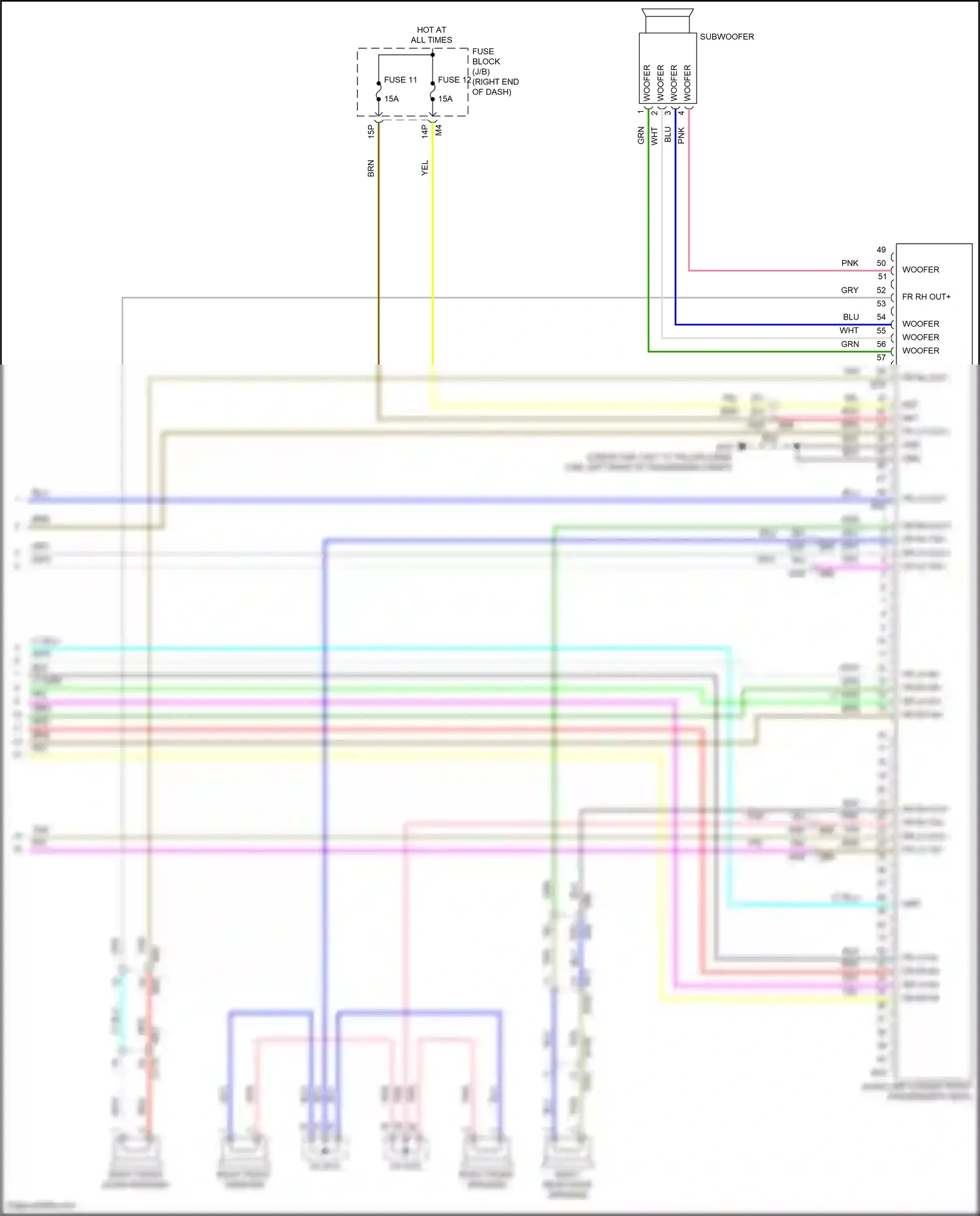 Wiring diagram right front speaker for Nissan Frontier D41 (2021-2024) (1 of 4)