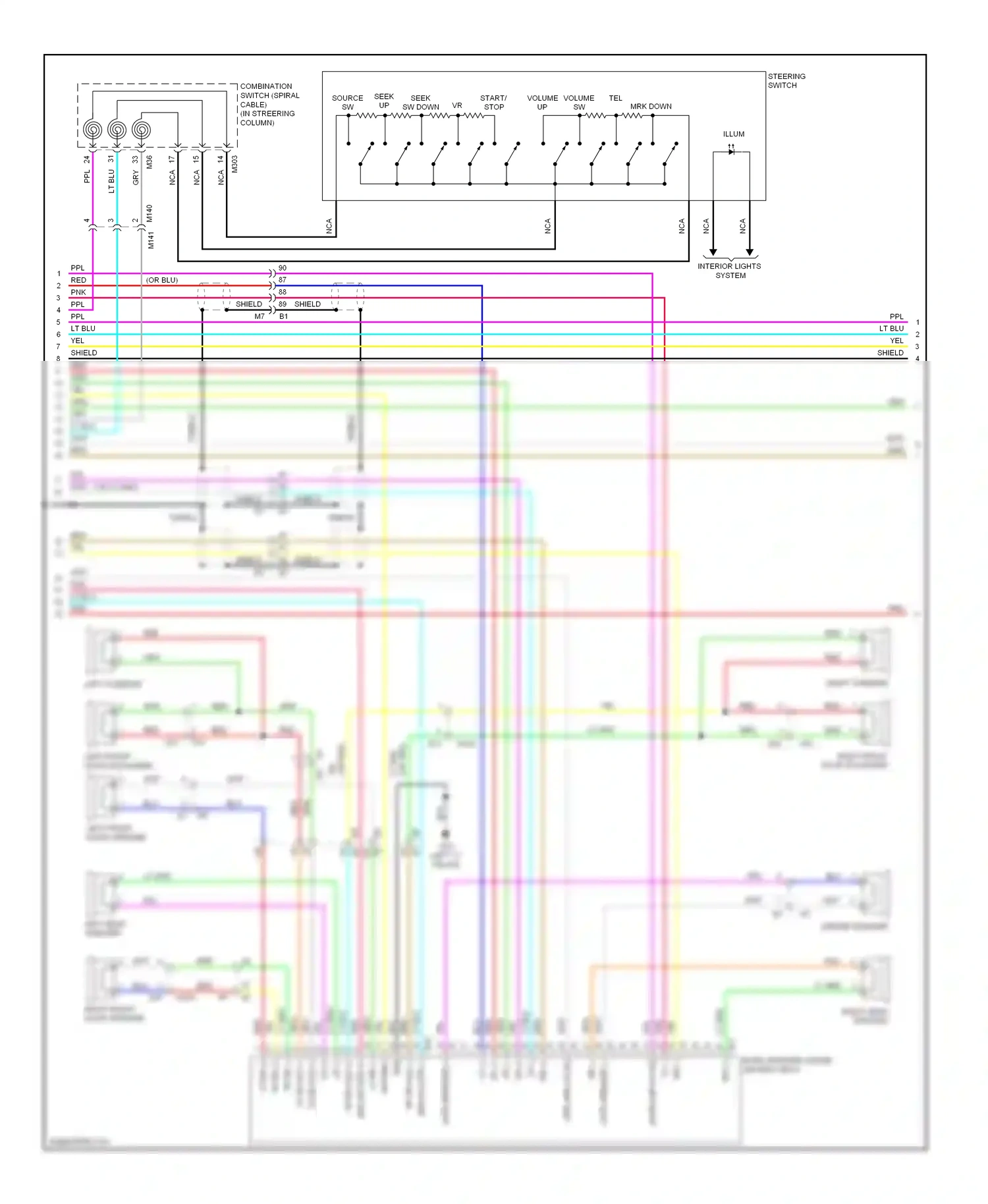 Wiring diagram steering switch for Nissan GT-R I facelift (2010-2014) (3 of 5)