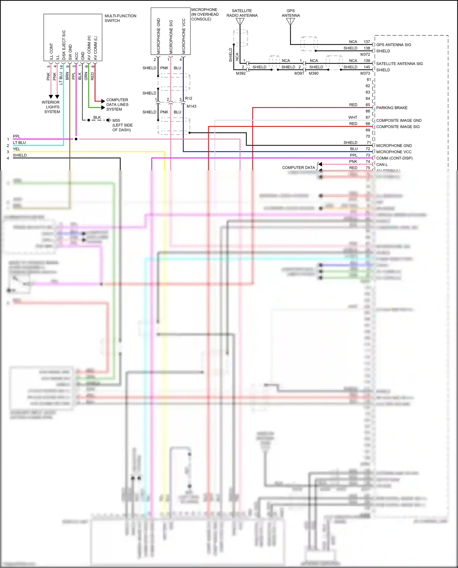 Wiring diagram multi- function switch for Nissan GT-R I facelift 2 (2014-2016) (5 of 8)