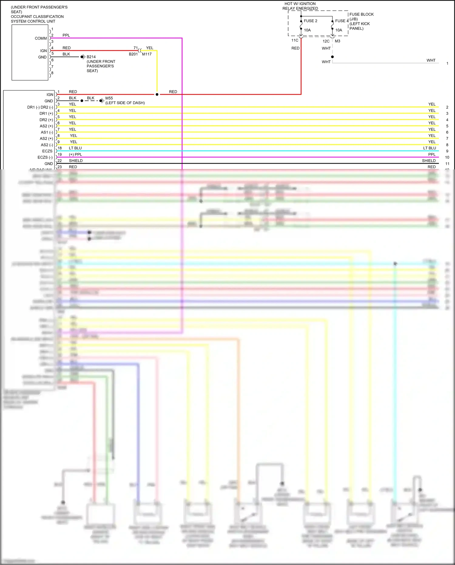 Wiring diagram occupant classification system control unit for Nissan GT-R I facelift 2 (2014-2016) (2 of 2)