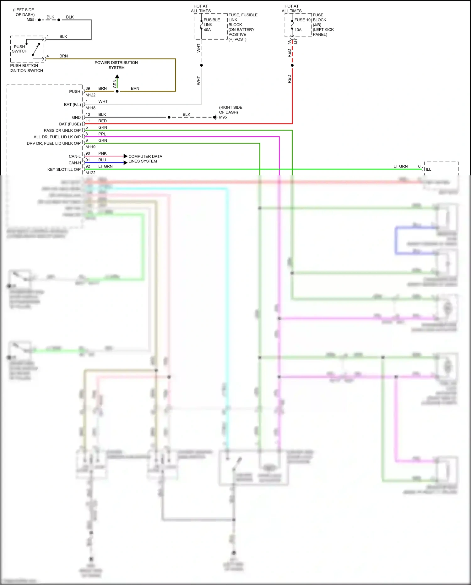 Wiring diagram push button ignition switch for Nissan GT-R I facelift 2 (2014-2016) (2 of 10)