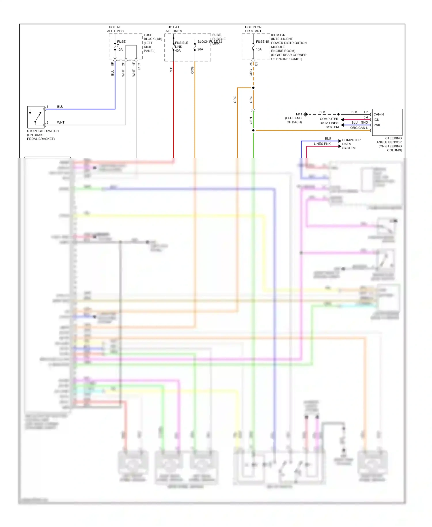 Wiring diagram left front wheel sensor for Nissan GT-R I (2007-2011) (1 of 1)