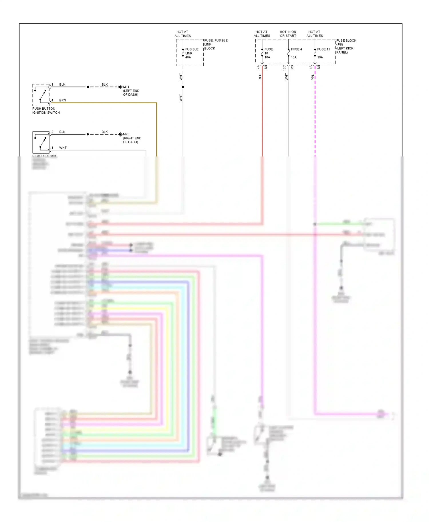 Wiring diagram push button ignition switch for Nissan GT-R I (2007-2011) (4 of 9)