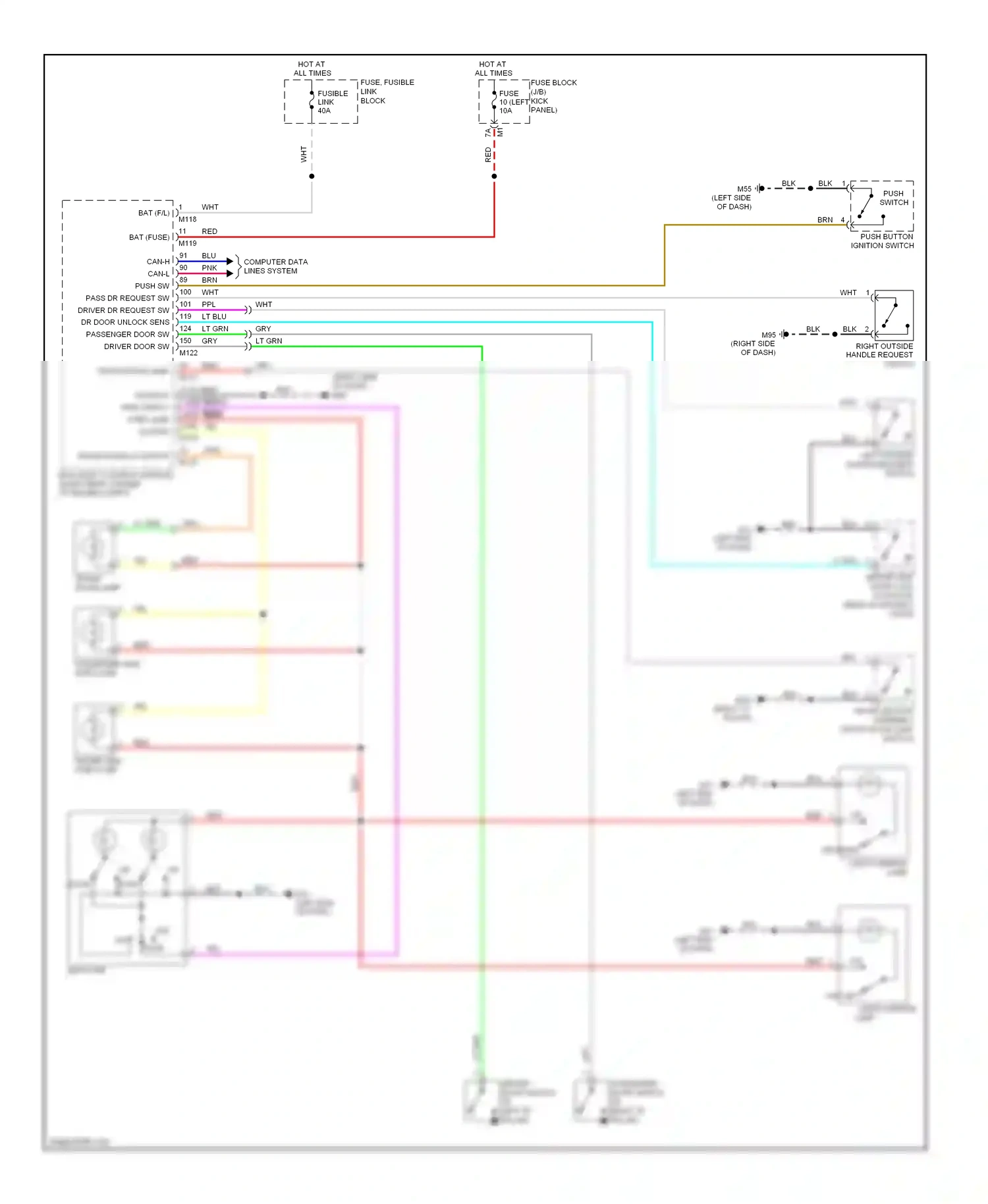 Wiring diagram push switch for Nissan GT-R I (2007-2011) (2 of 3)