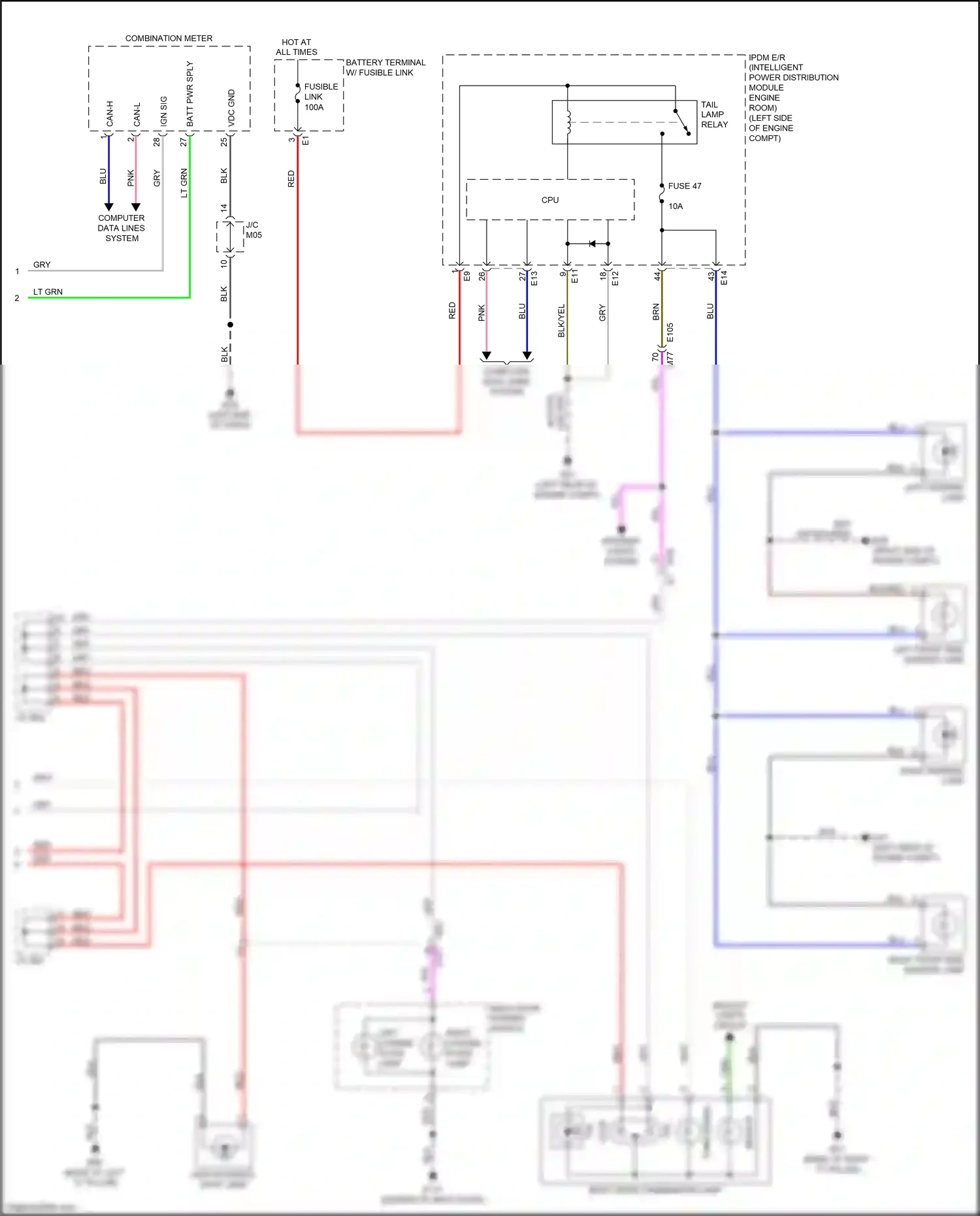 Wiring diagram combination meter for Nissan Juke I facelift (2014-2019) (1 of 29)