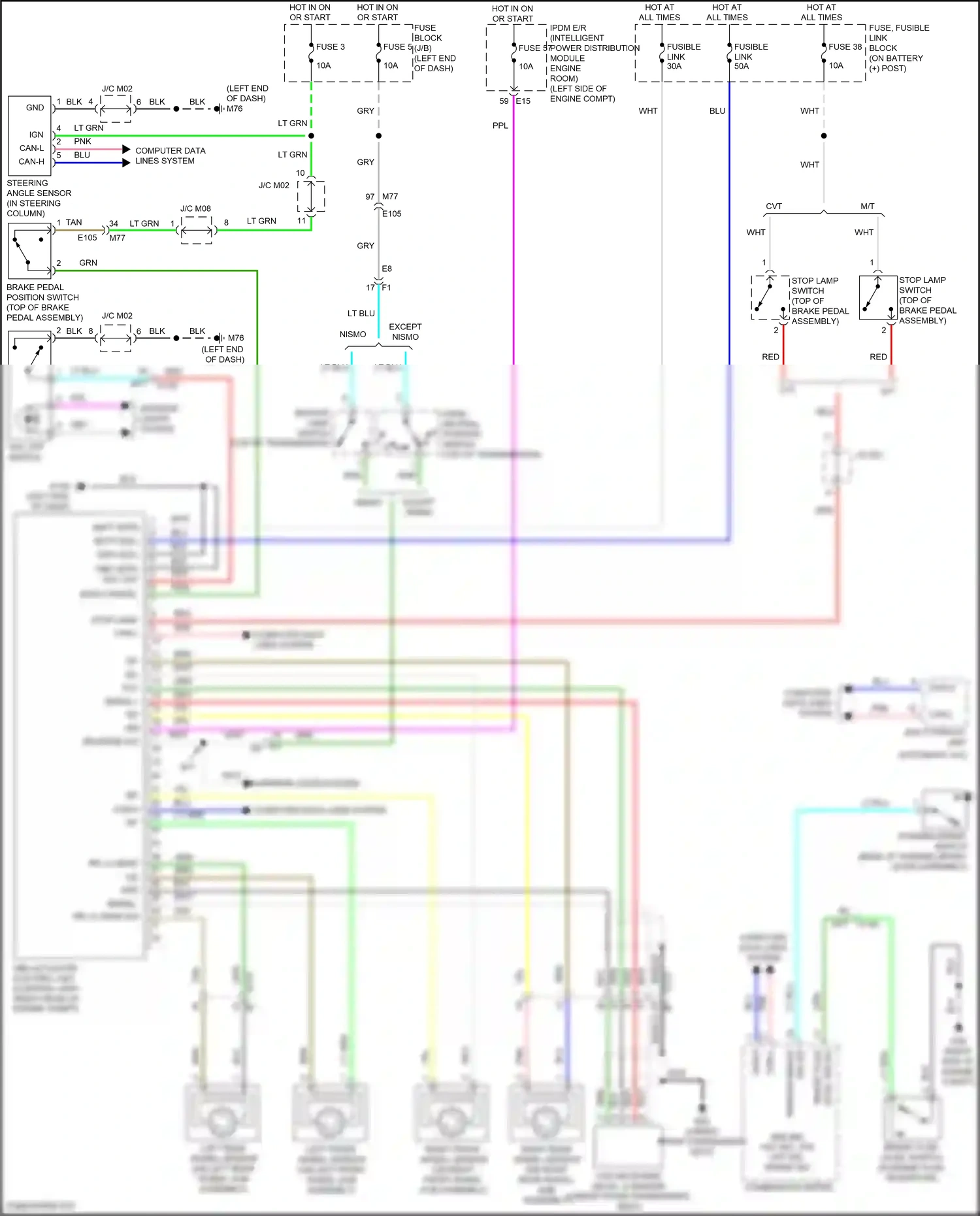 Wiring diagram left front wheel sensor for Nissan Juke I facelift (2014-2019) (1 of 1)