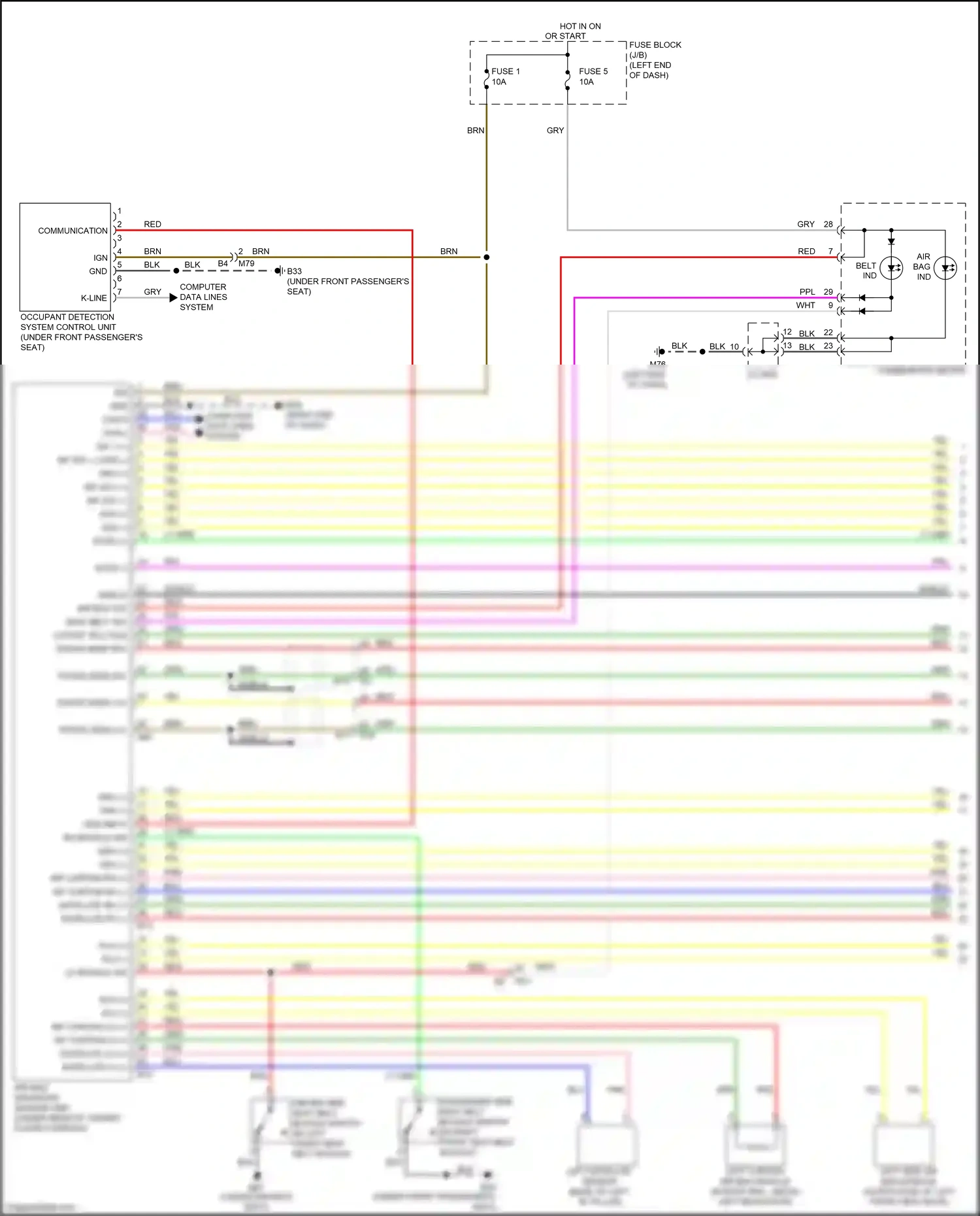 Wiring diagram left satellite sensor for Nissan Juke I facelift (2014-2019) (1 of 1)