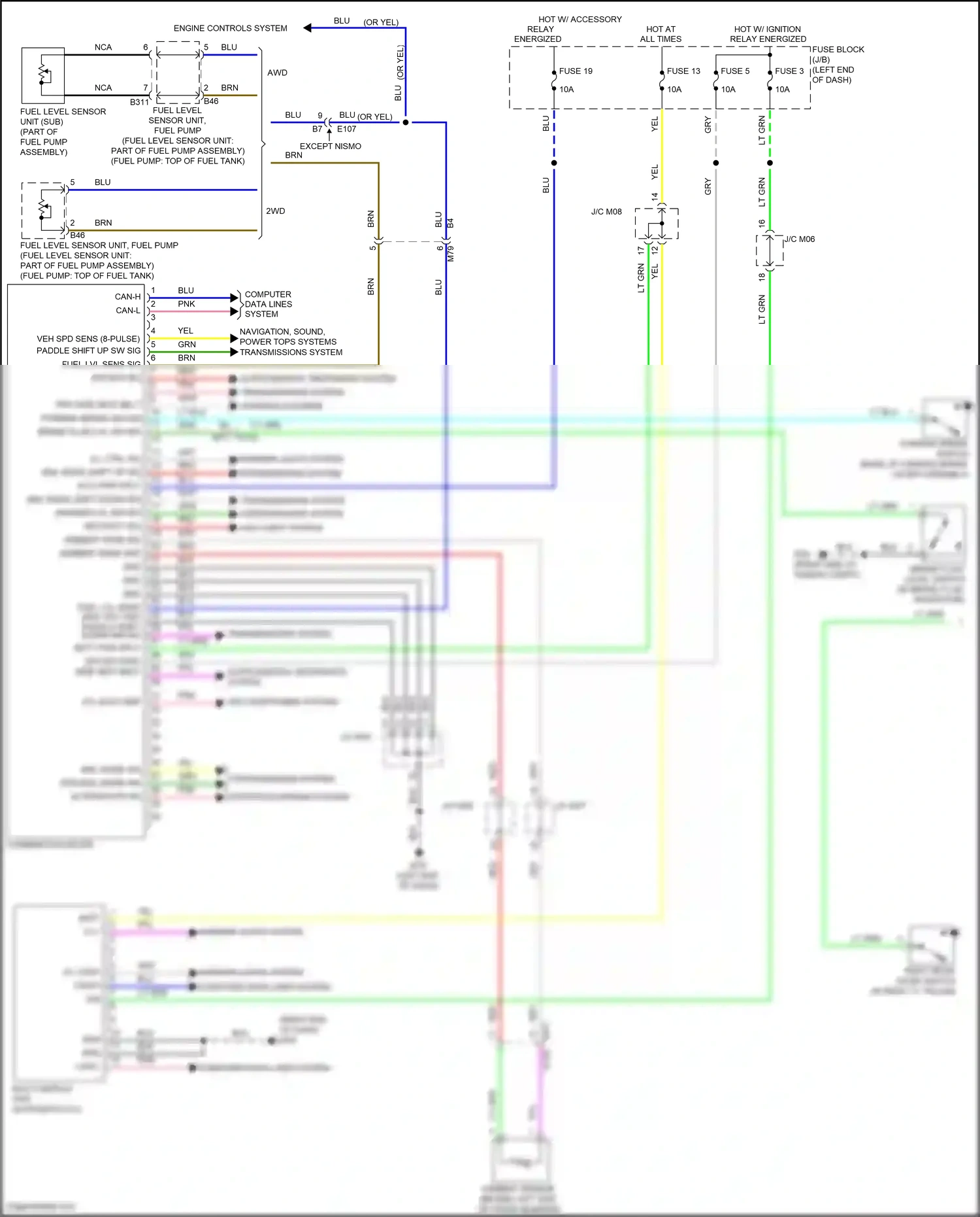 Wiring diagram transmissions system for Nissan Juke I facelift (2014-2019) (1 of 3)