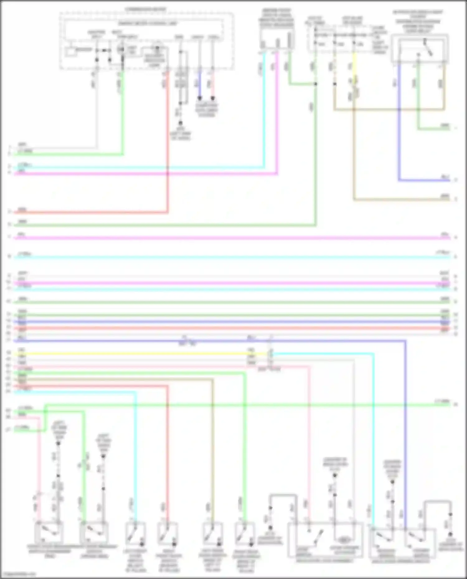 Juke Nissan I (2010-2014): Power door locks circuit, w/ intelligent key unit (2 of 3)
