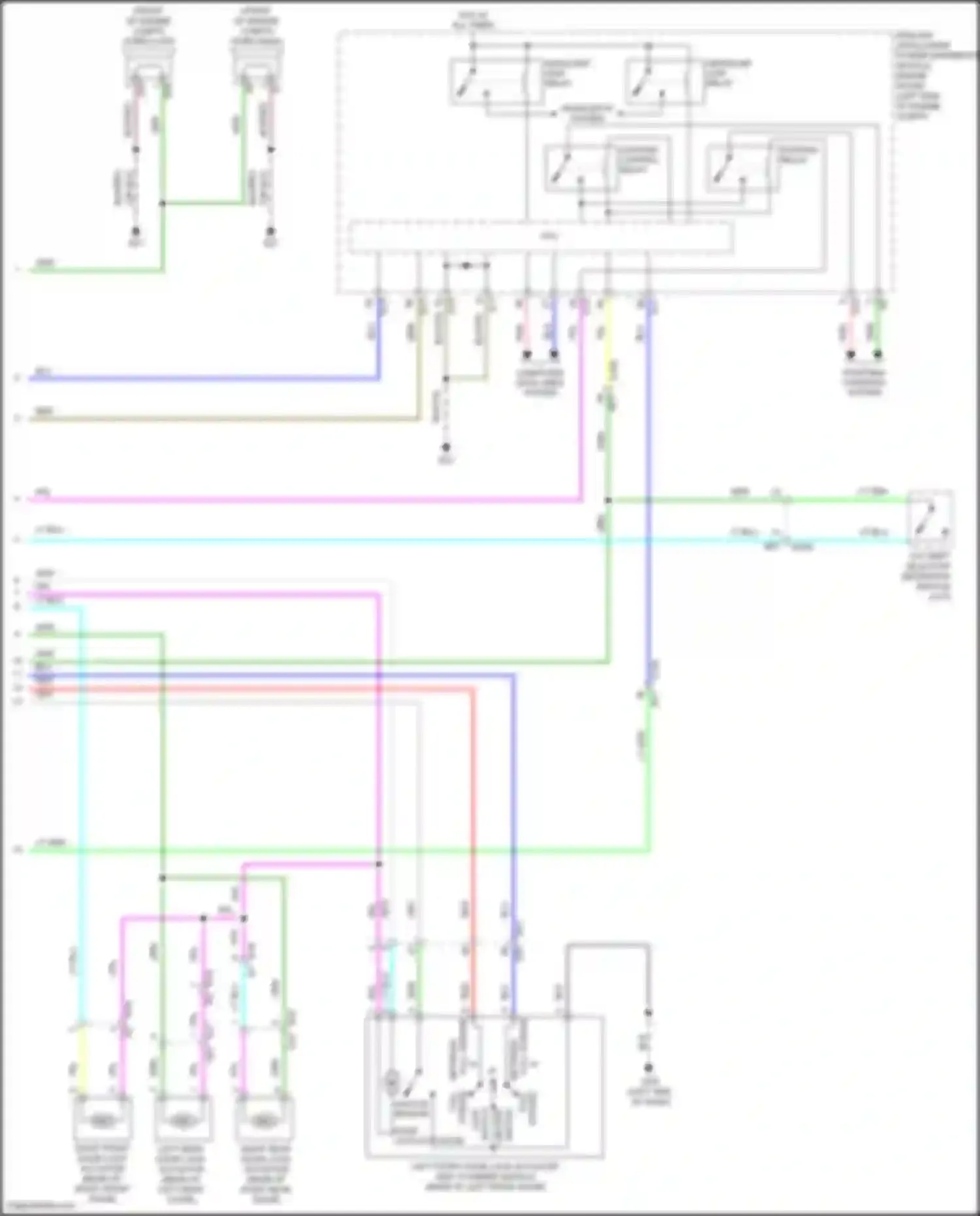 Juke Nissan I (2010-2014): Power door locks circuit, w/ intelligent key unit (3 of 3)