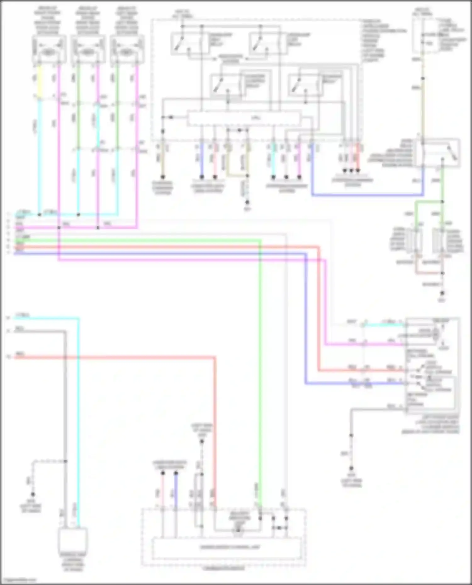 Juke Nissan I (2010-2014): Power door locks circuit, w/o intelligent key unit (2 of 2)