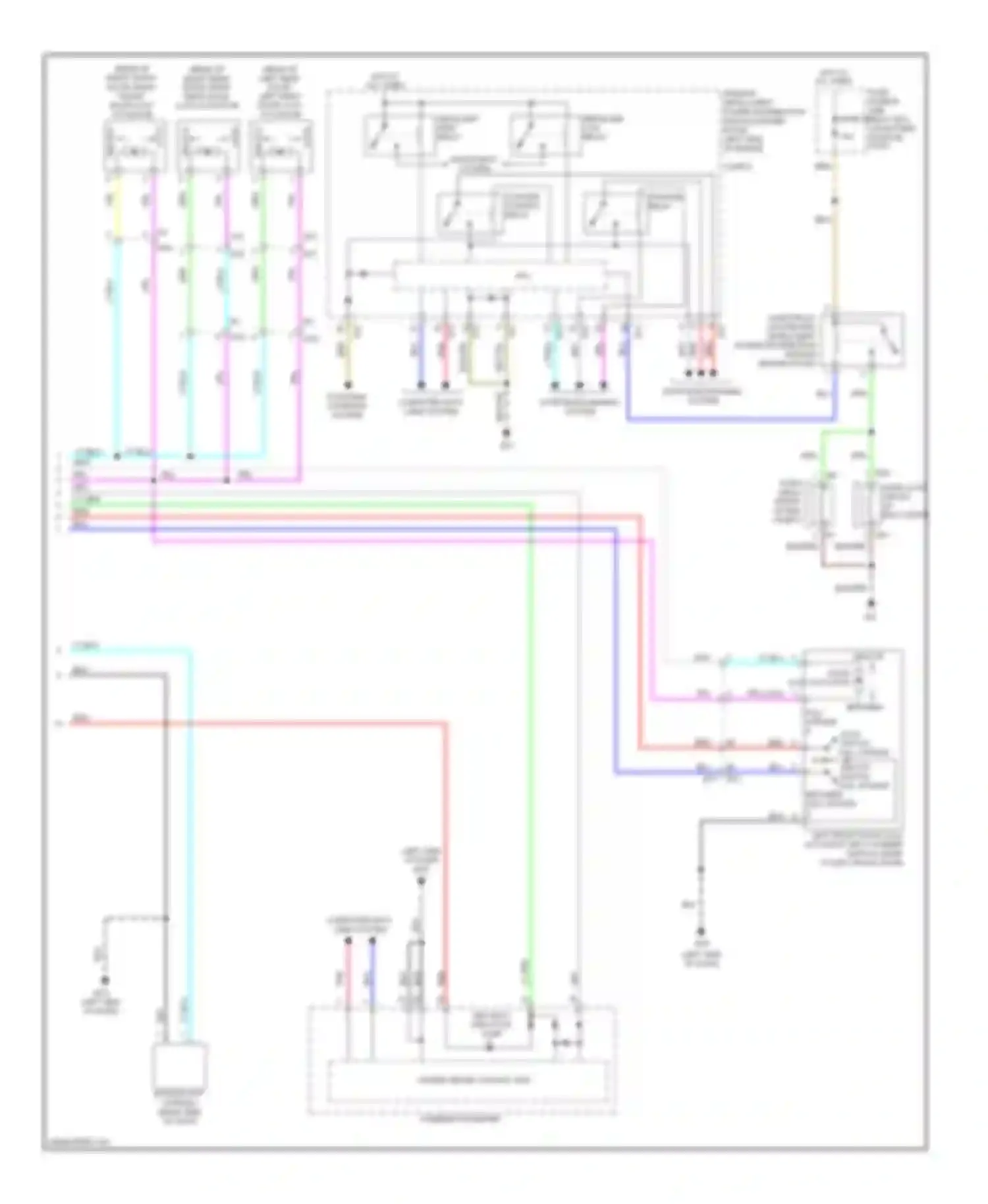 Juke Nissan I (2010-2014): Power door locks circuit, without intelligent key unit (2 of 2)