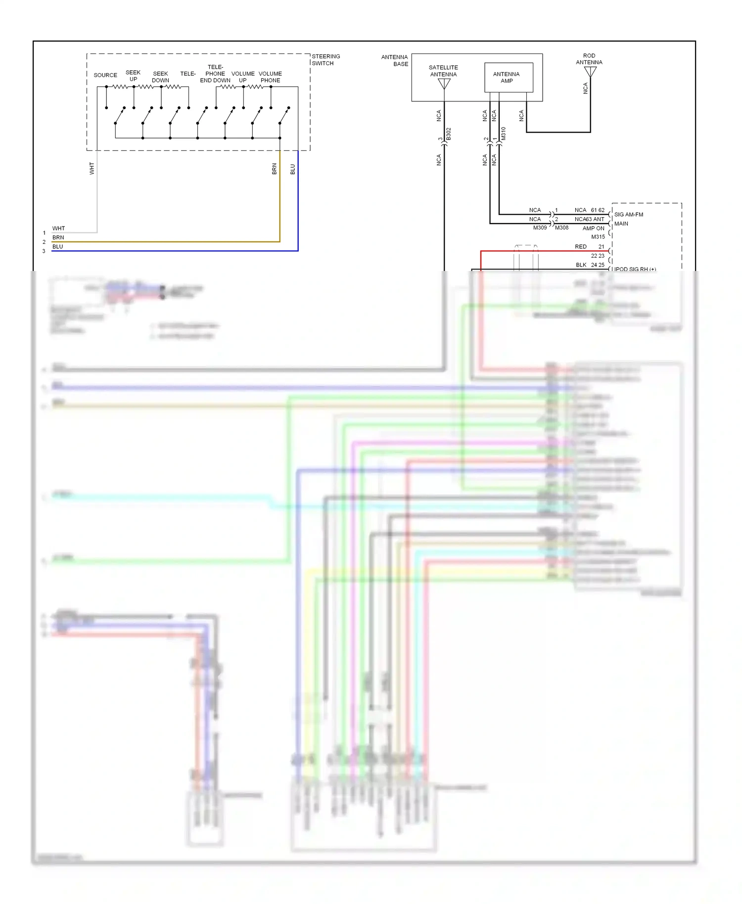 Wiring diagram audio unit for Nissan Juke I (2010-2014) (3 of 5)