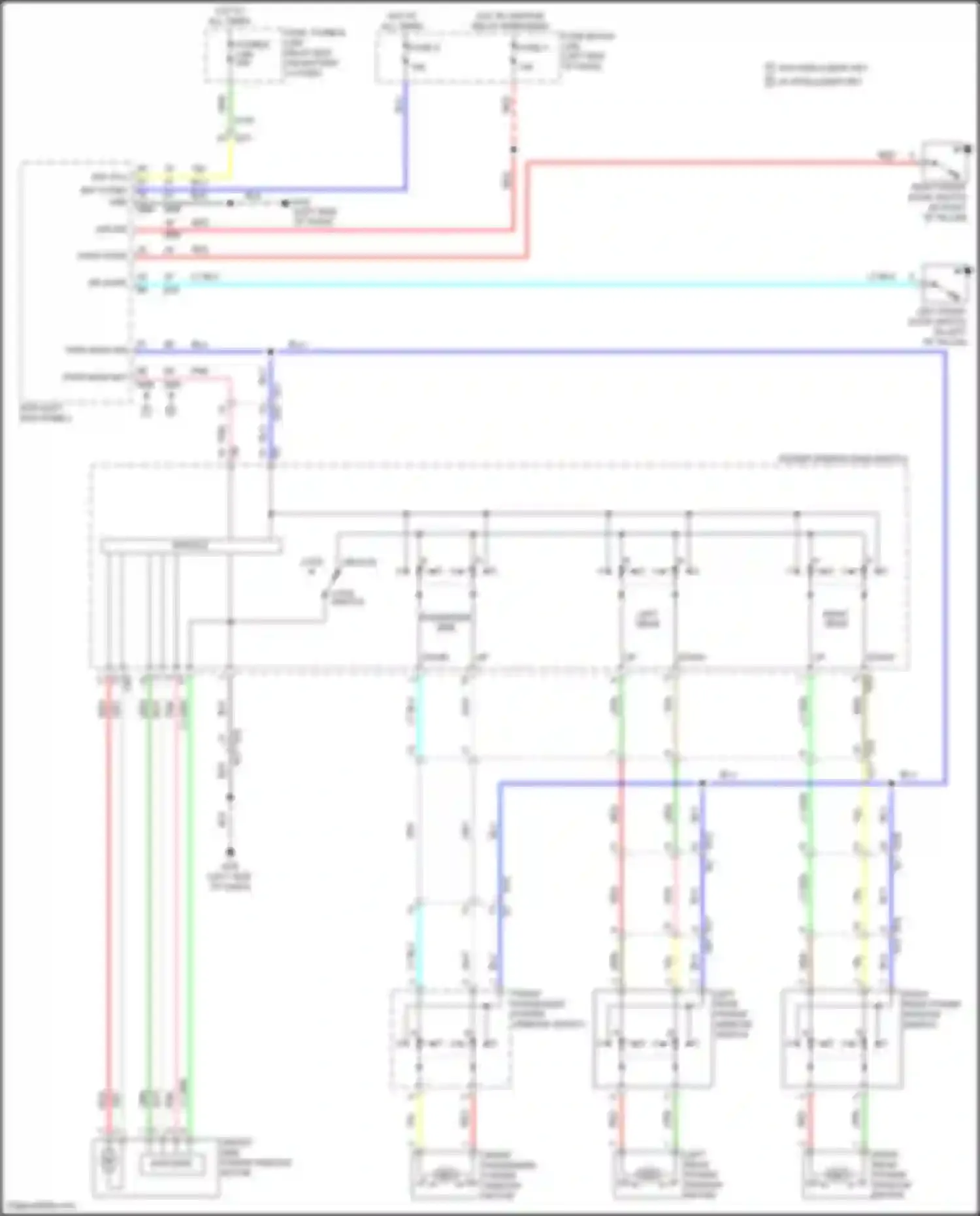 Wiring diagram front passenger power window switch for Nissan Juke I (2010-2014) (1 of 1)