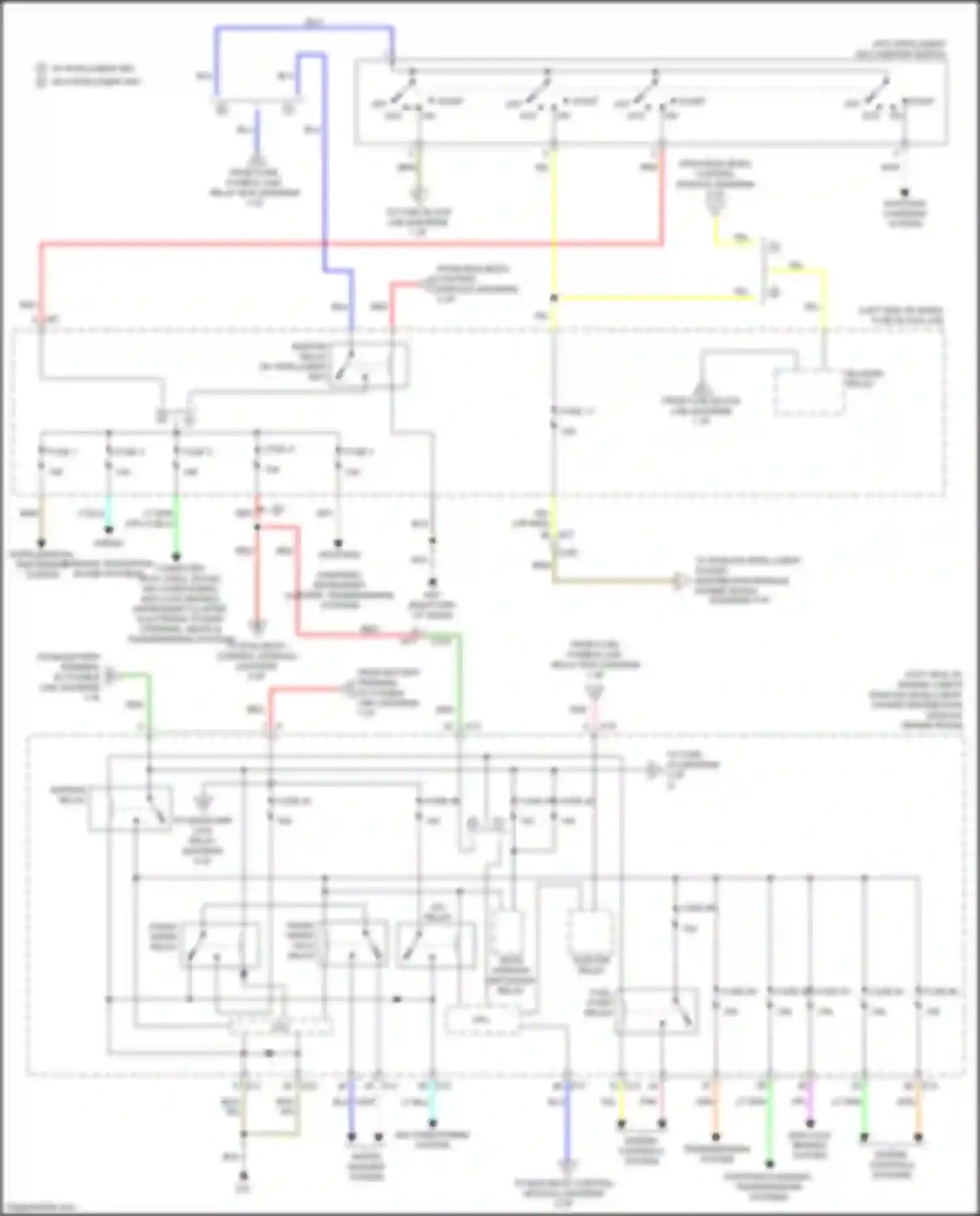 Wiring diagram front wiper hi/lo relay for Nissan Juke I (2010-2014) (2 of 2)