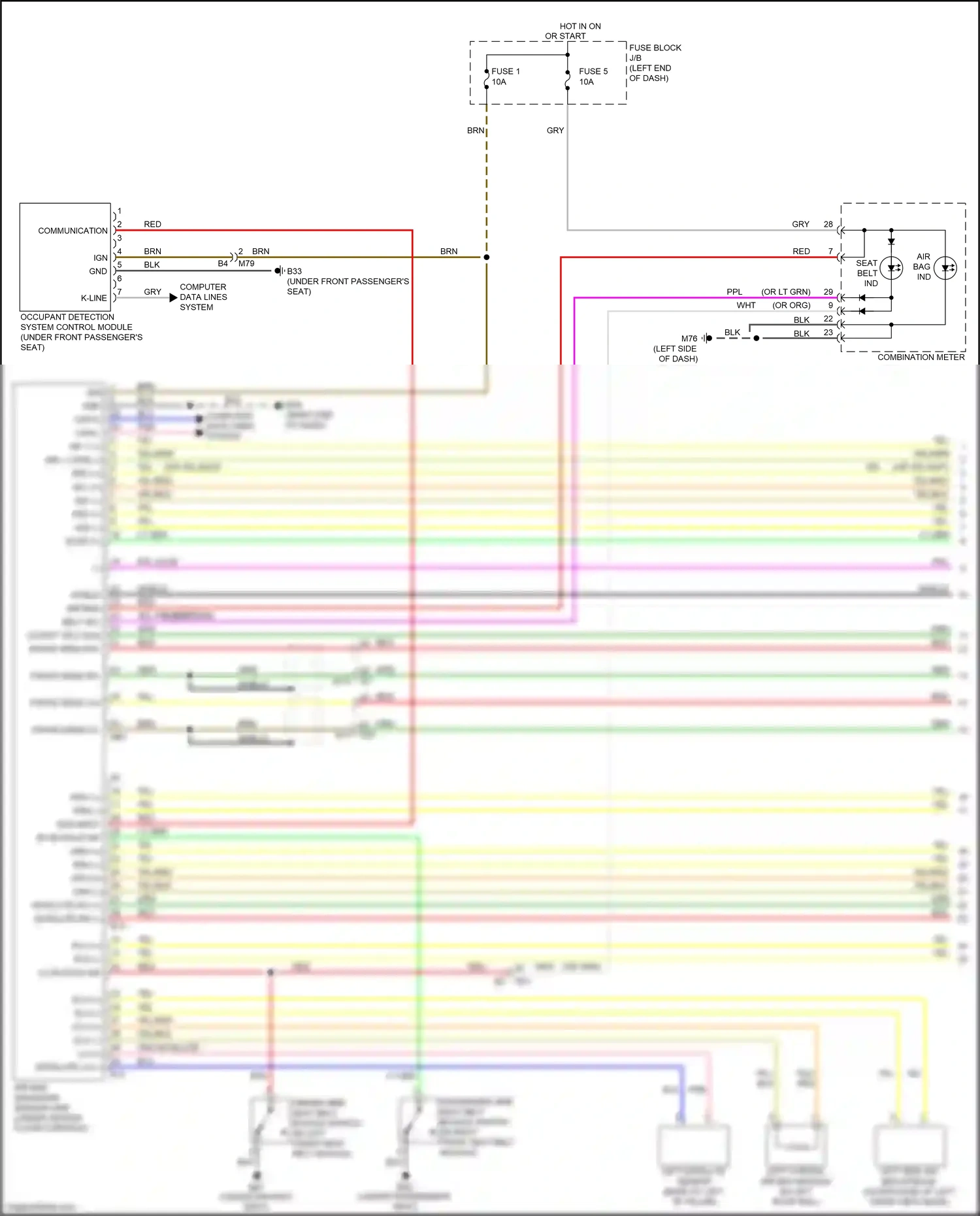 Wiring diagram left side air bag module for Nissan Juke I (2010-2014) (1 of 1)