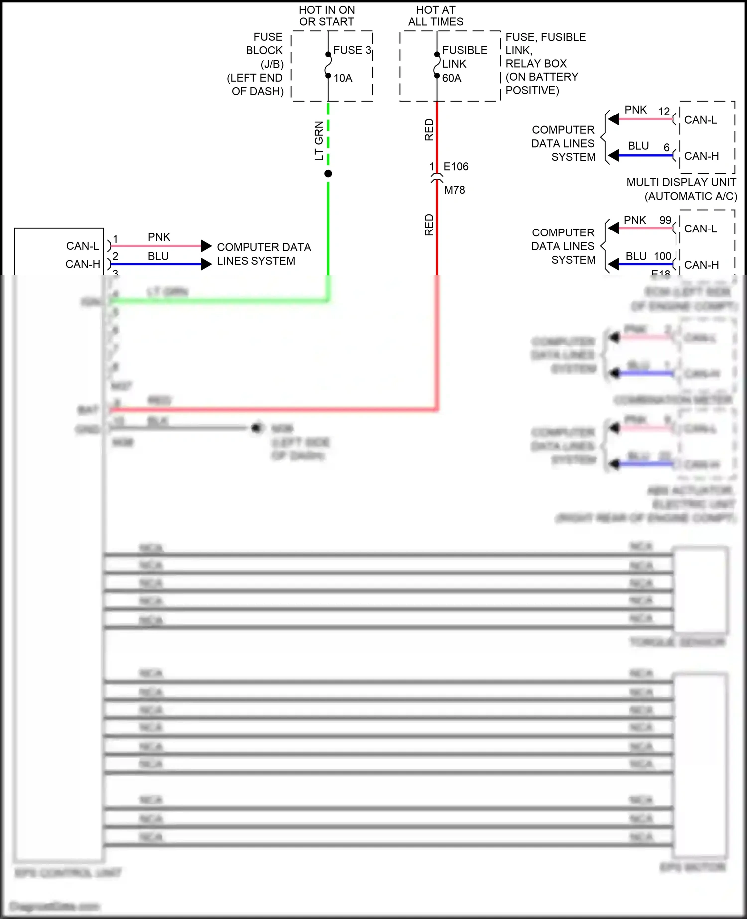 Nissan Juke I (2010-2014) multi display unit (automatic a/c) wiring diagram  (3 of 3)