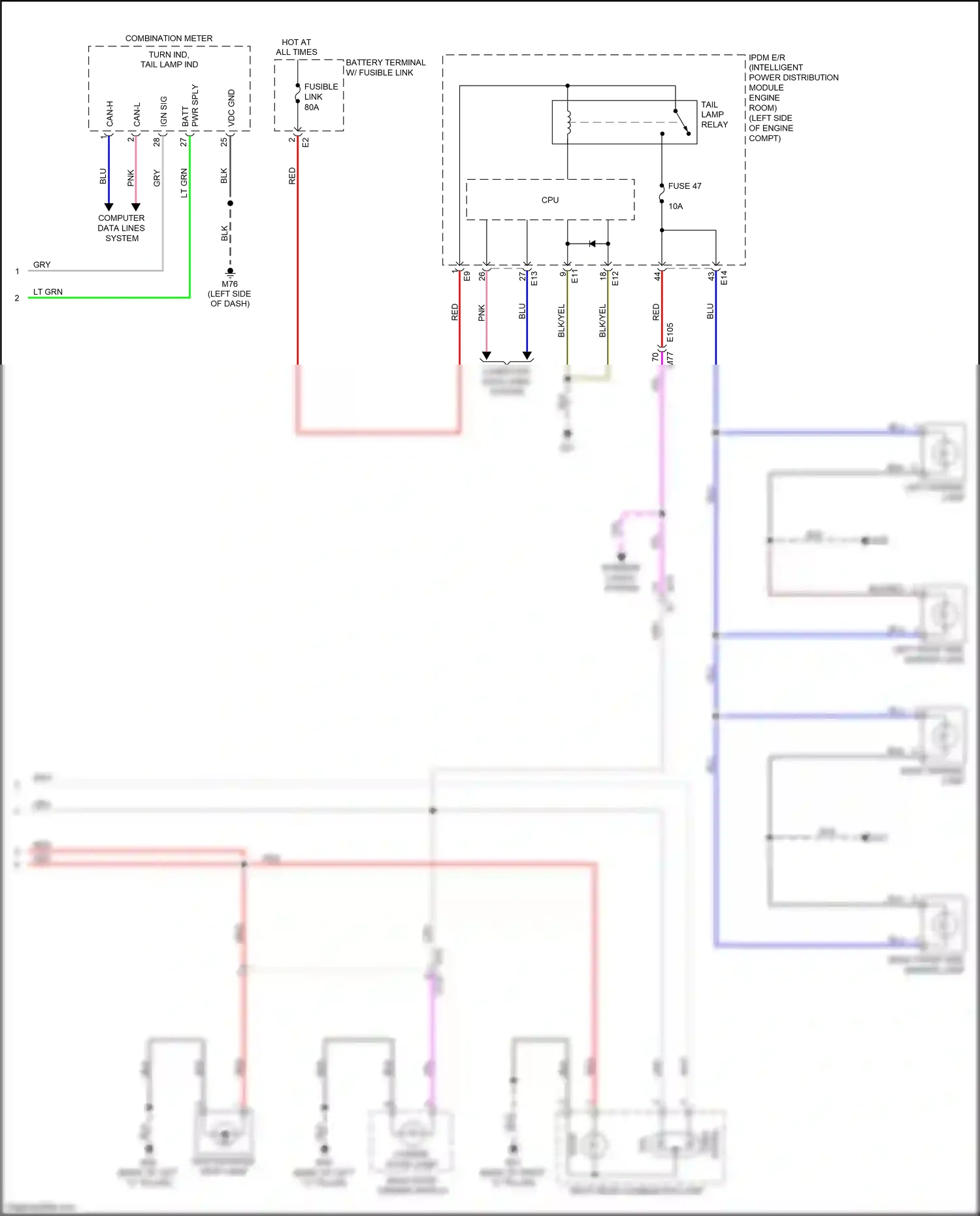 Wiring diagram of engine compt) for Nissan Juke I (2010-2014) (1 of 2)