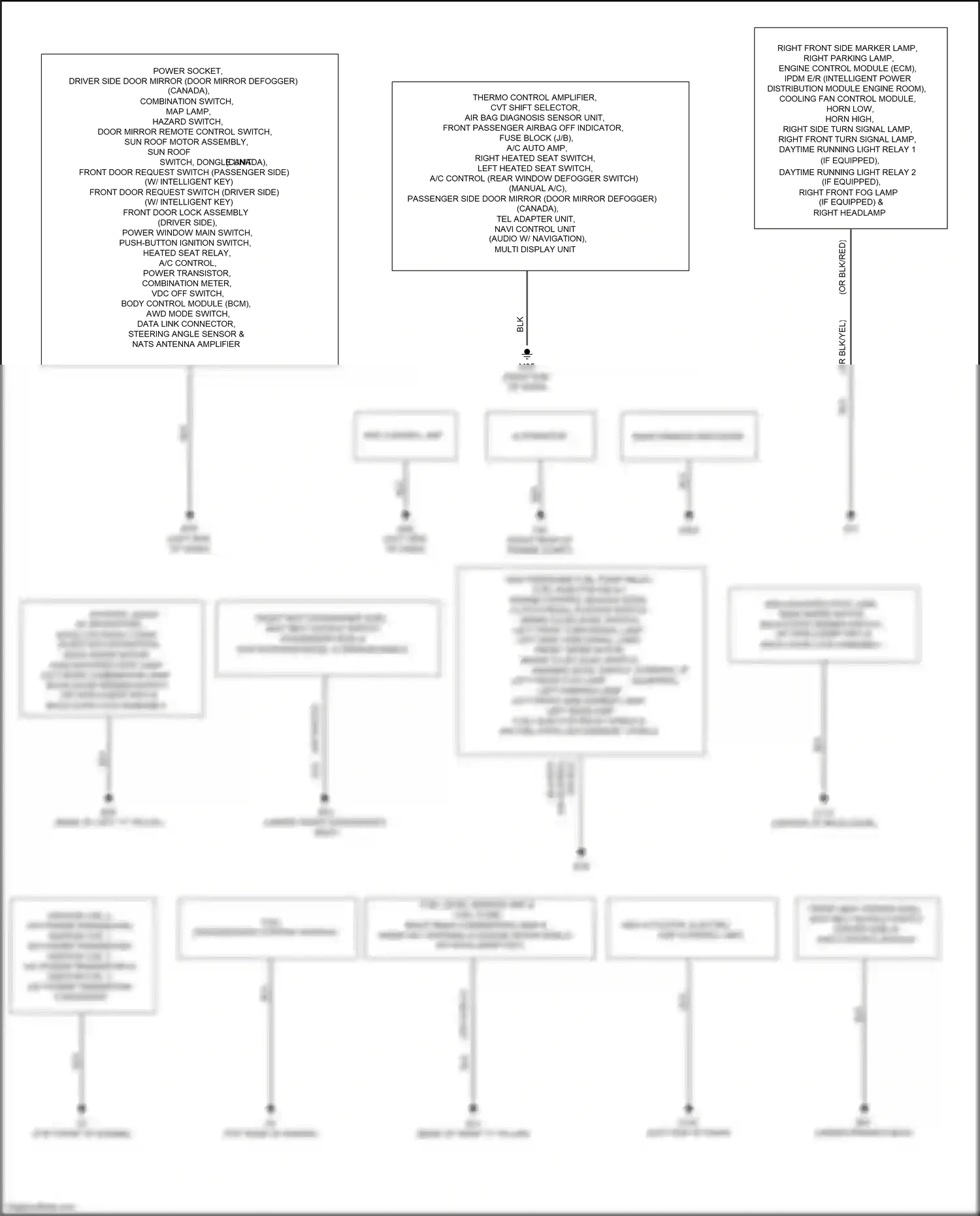 Wiring diagram power socket for Nissan Juke I (2010-2014) (1 of 2)