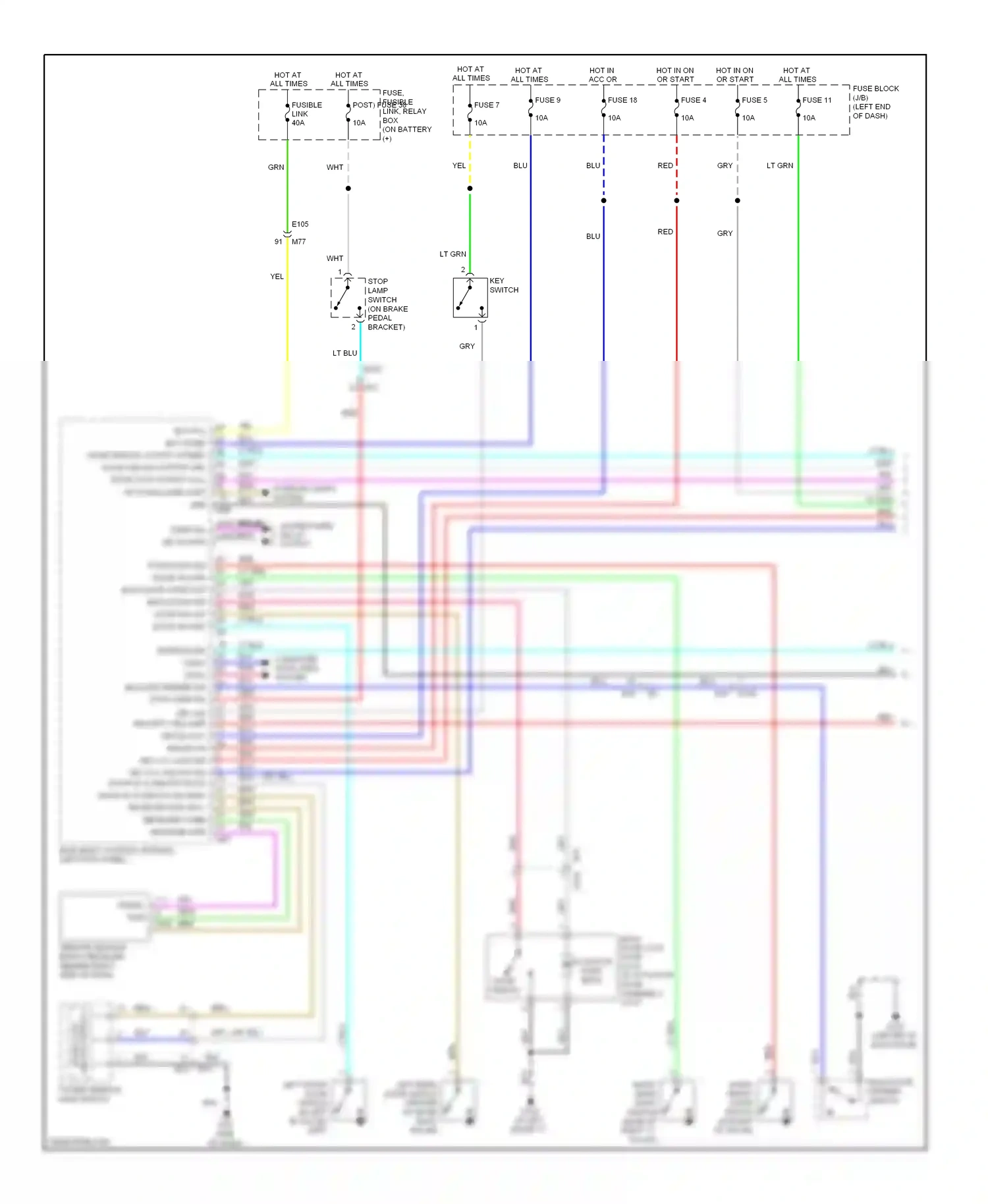 Wiring diagram right front door switch for Nissan Juke I (2010-2014) (3 of 8)