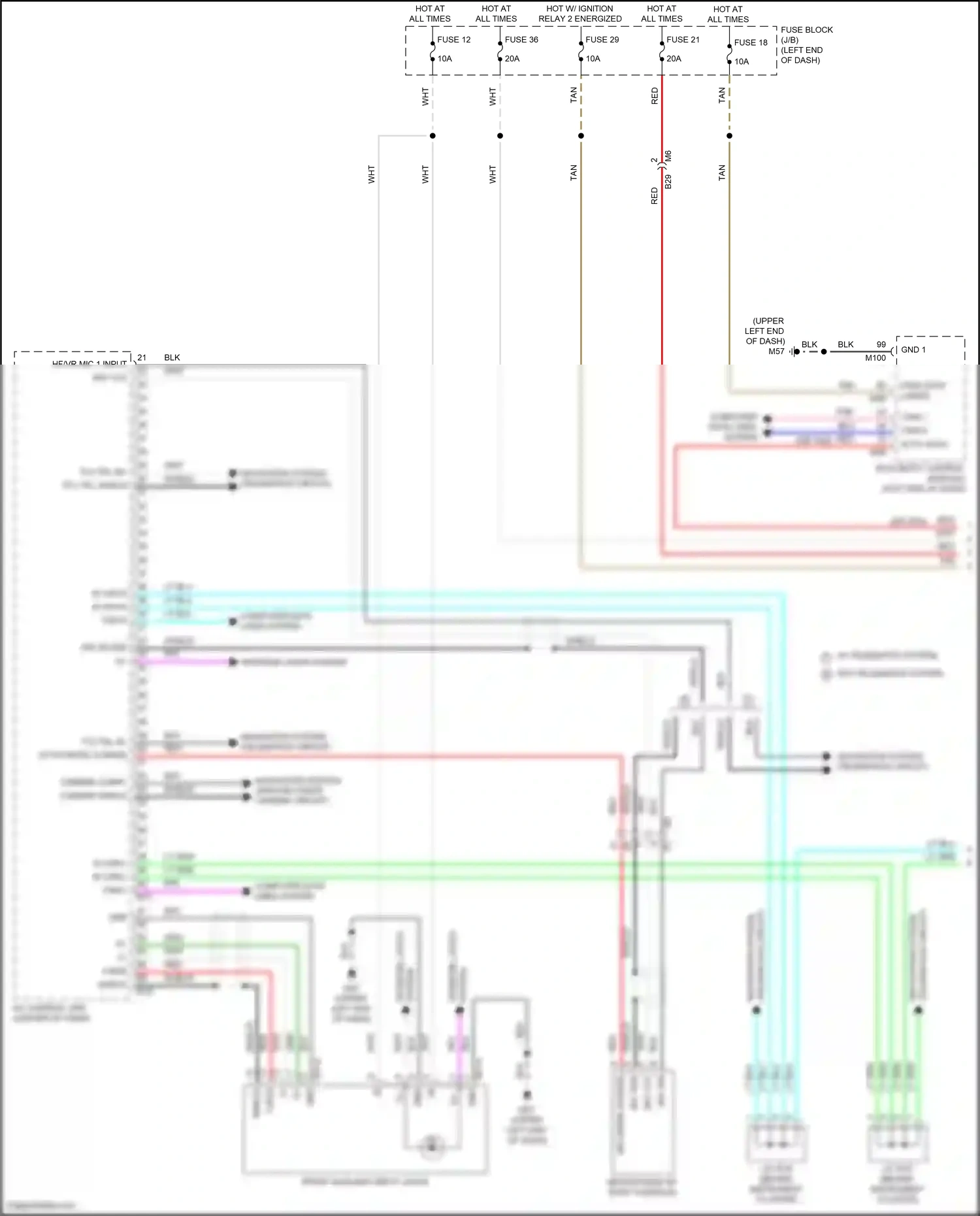 Wiring diagram front auxiliary input jacks for Nissan Kicks I facelift (2020-2024) (5 of 9)