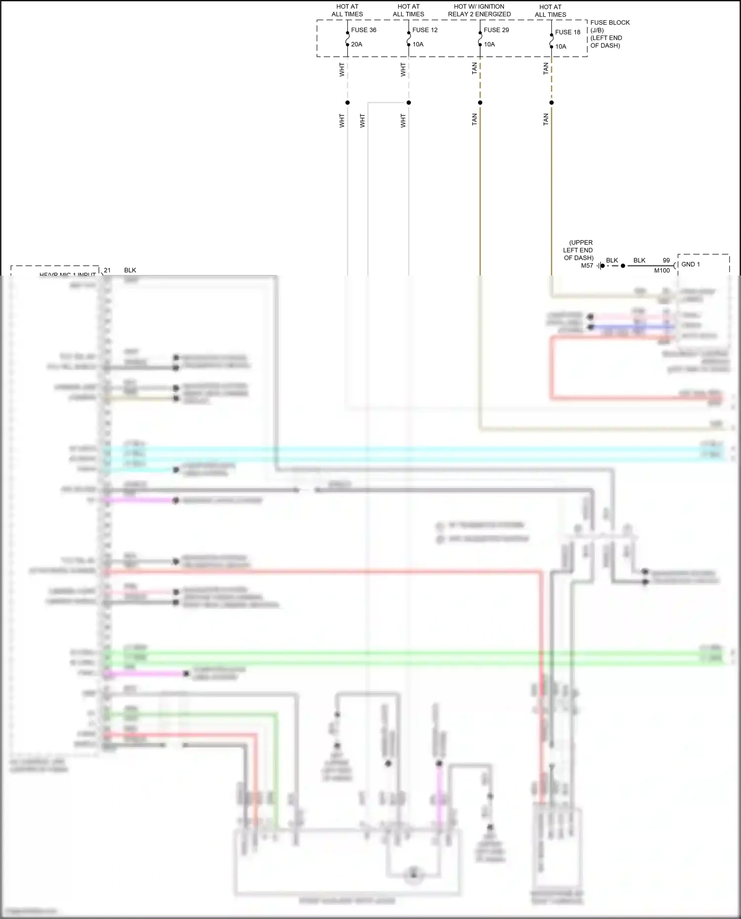 Wiring diagram front auxiliary input jacks for Nissan Kicks I facelift (2020-2024) (6 of 9)