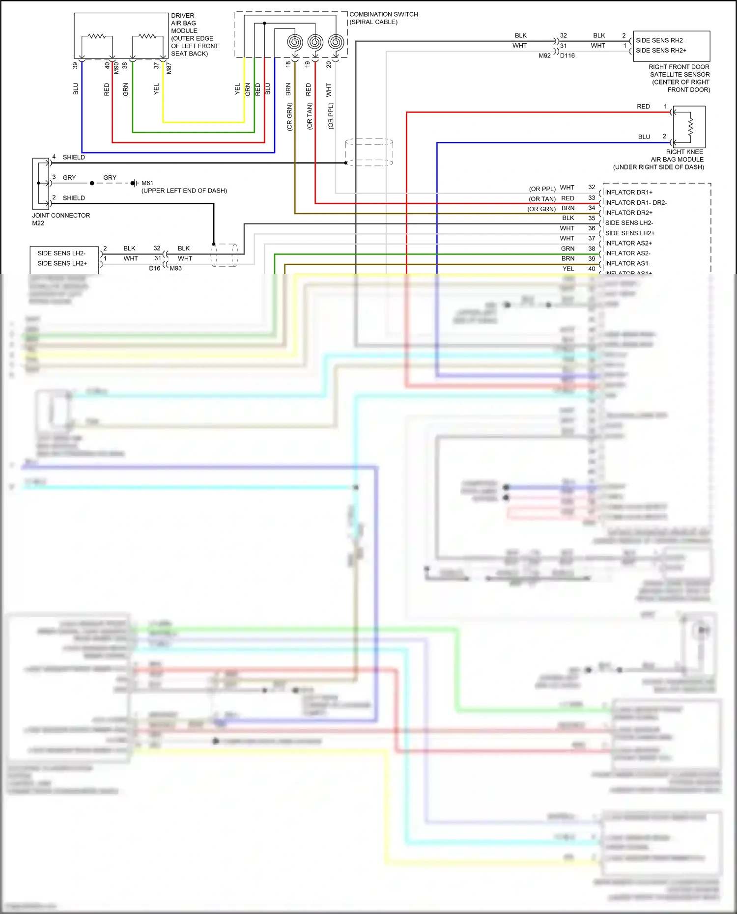 Wiring diagram front inner occupant classification system sensor for Nissan Kicks I facelift (2020-2024) (1 of 1)