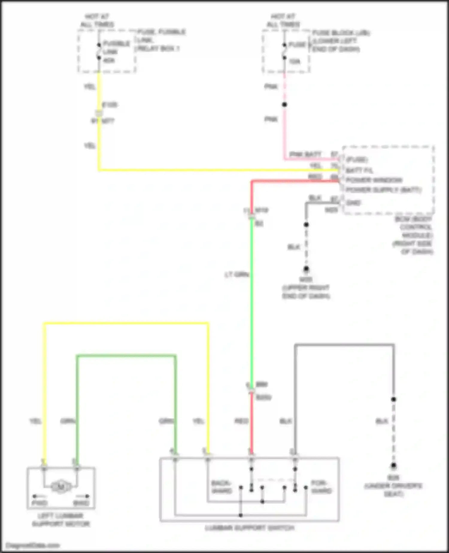 Wiring diagram batt f/l power window for Nissan Leaf II (2017-2024) (1 of 1)