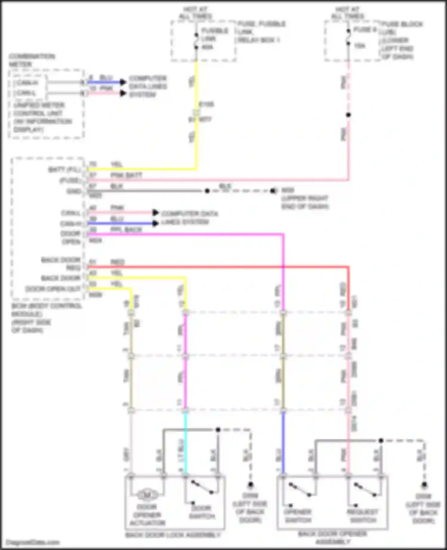Wiring diagram can-h ppl back door open sw for Nissan Leaf II (2017-2024) (1 of 1)
