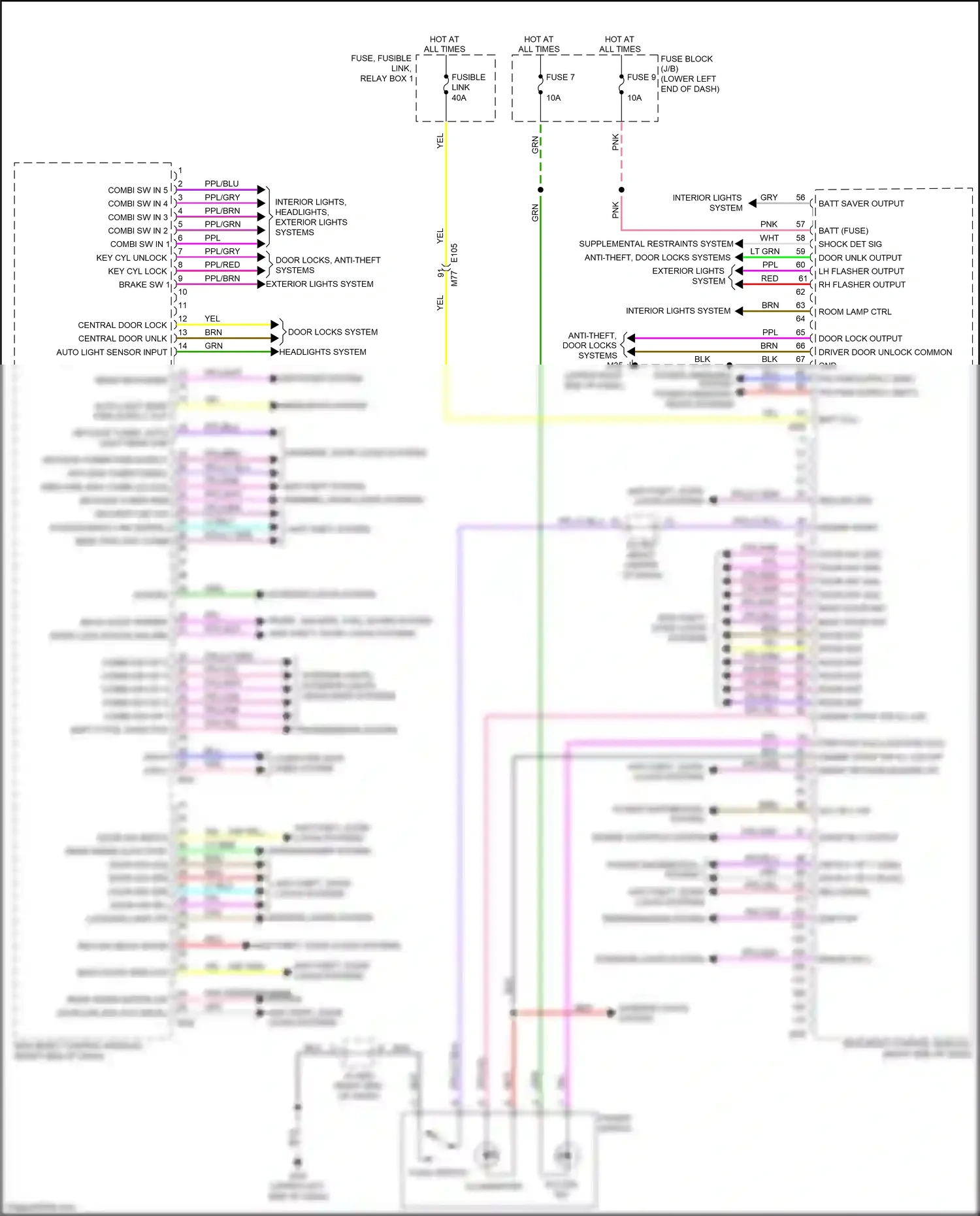 Wiring diagram trunk, tailgate, fuel doors system for Nissan Leaf II (2017-2024) (1 of 1)