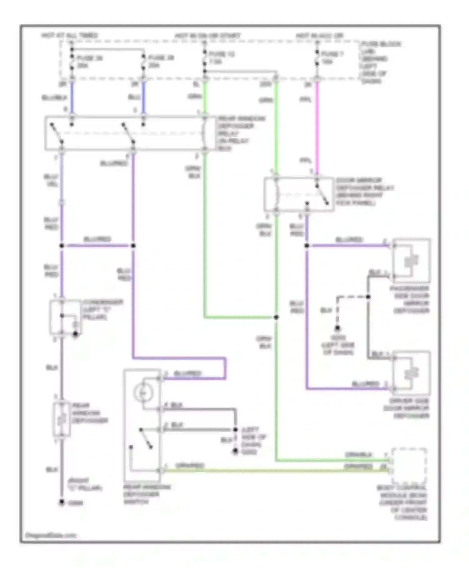 Maxima Nissan A32 (1994-2000): Defogger circuit