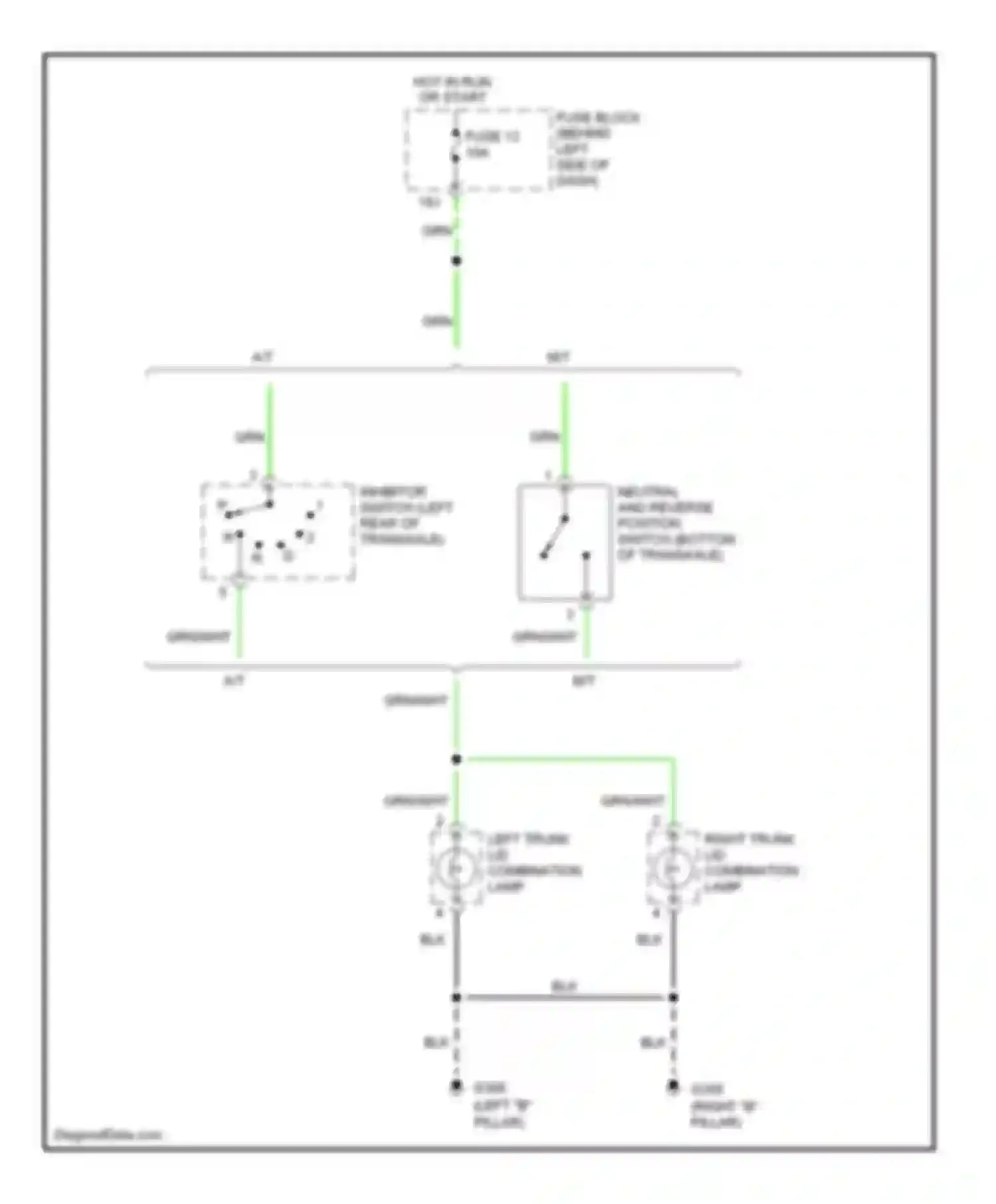 Maxima Nissan A32 (1994-2000): Back-up lamps circuit