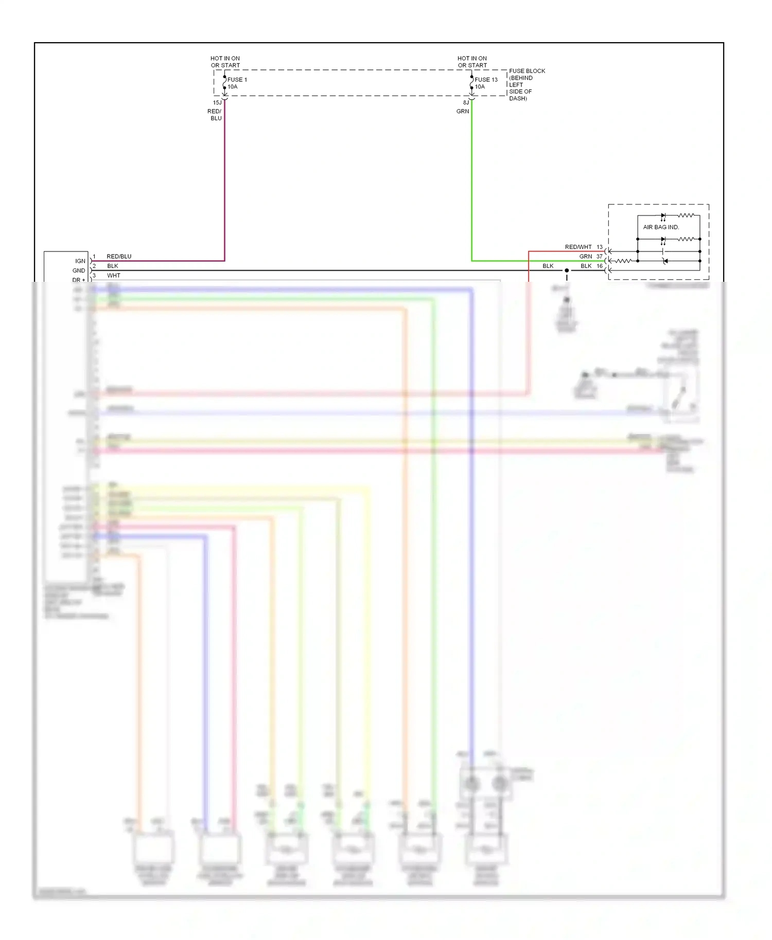Wiring diagram driver side air bag module for Nissan Maxima A32 (1994-2000) (1 of 1)