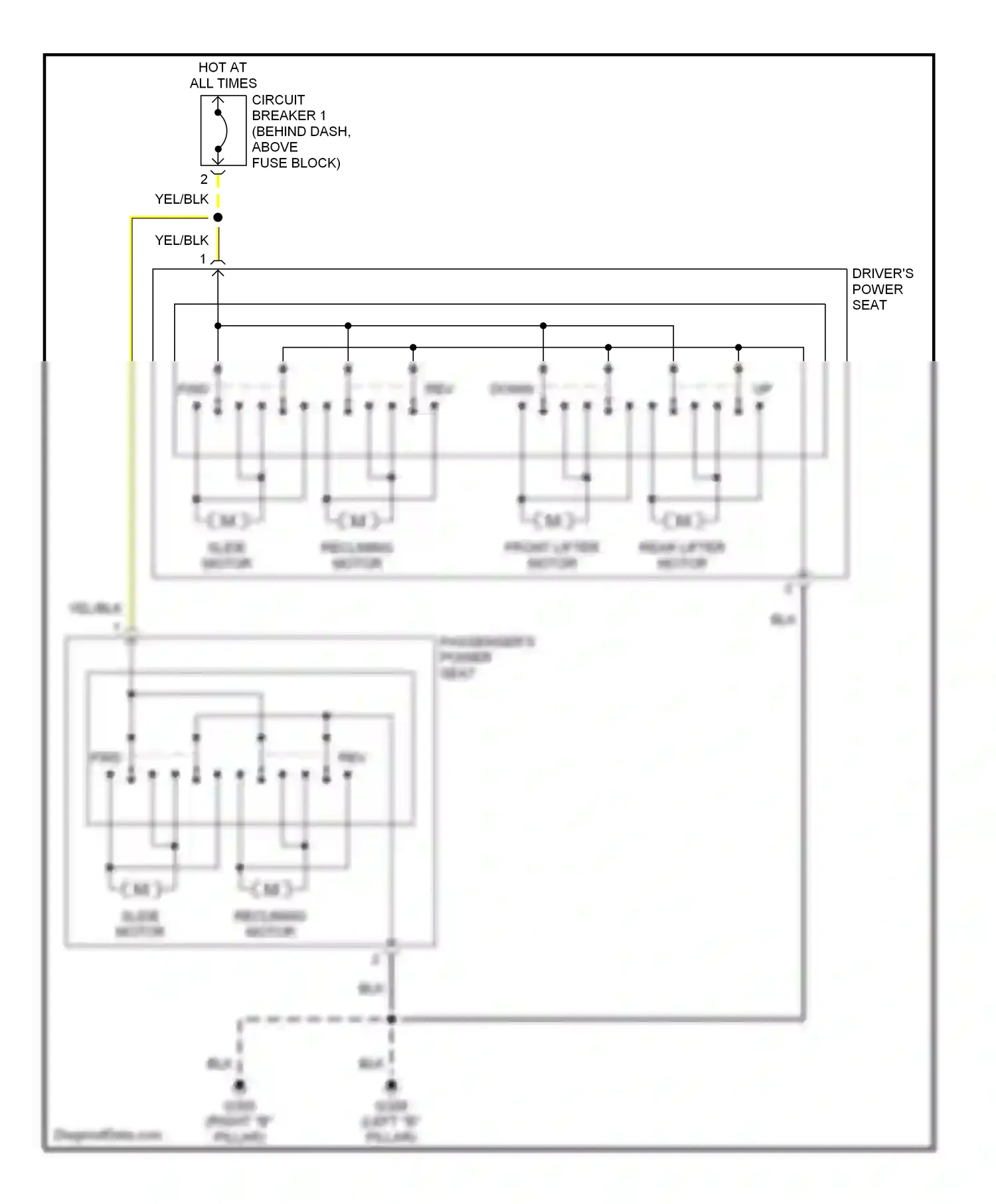 Wiring diagram front lifter motor for Nissan Maxima A32 (1994-2000) (1 of 1)