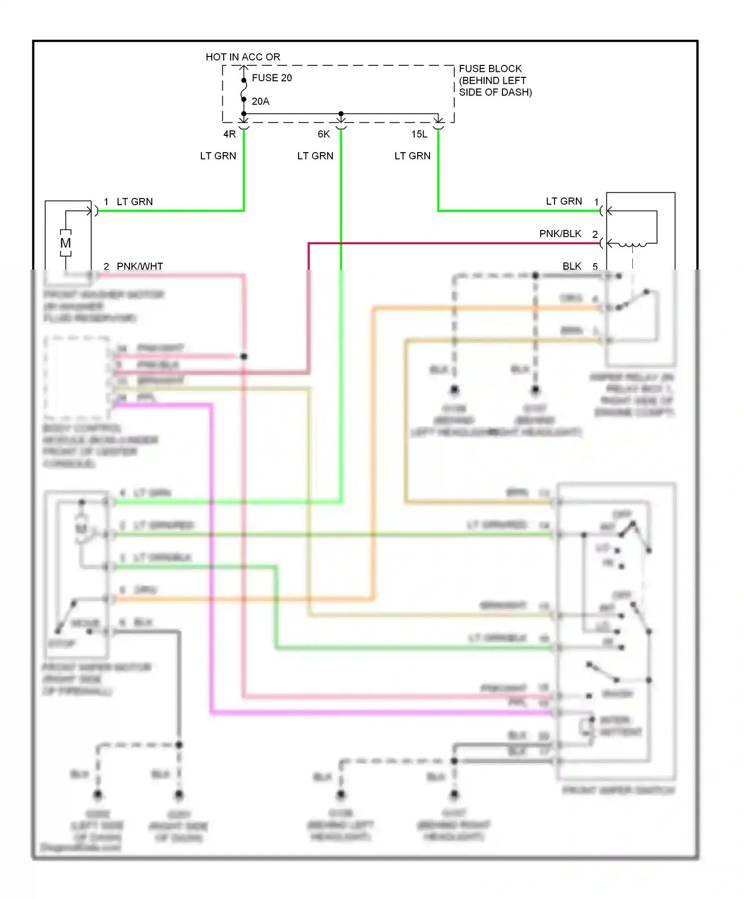 Wiring diagram front wiper switch for Nissan Maxima A32 (1994-2000) (1 of 1)