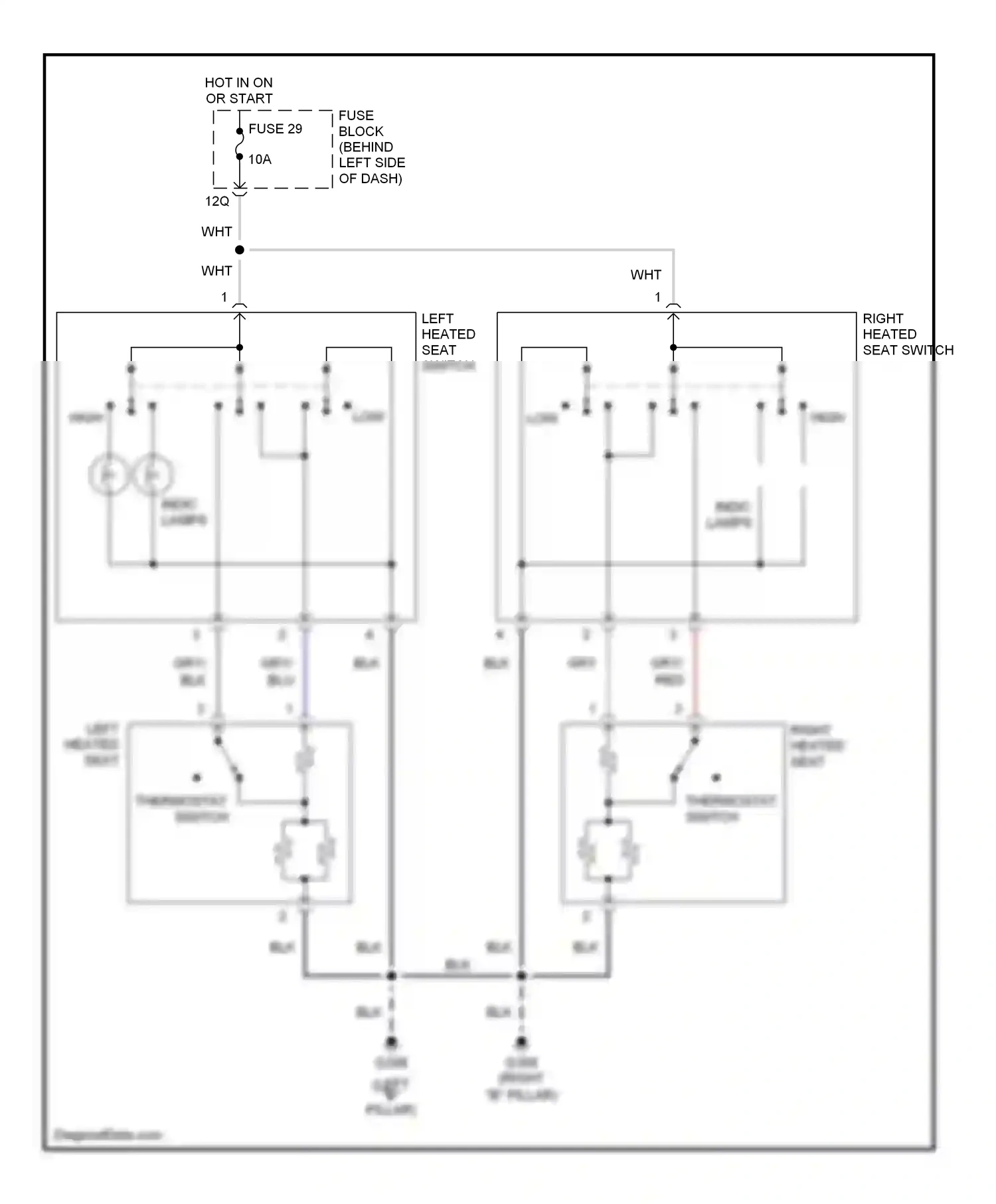 Wiring diagram left heated seat for Nissan Maxima A32 (1994-2000) (1 of 1)