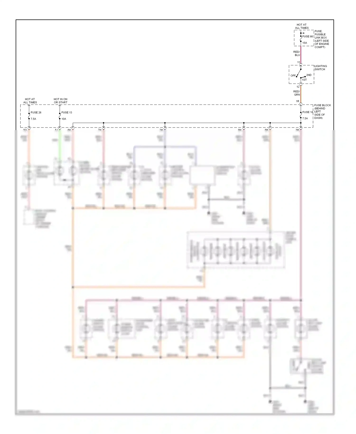 Wiring diagram passenger door control unit for Nissan Maxima A32 (1994-2000) (1 of 2)